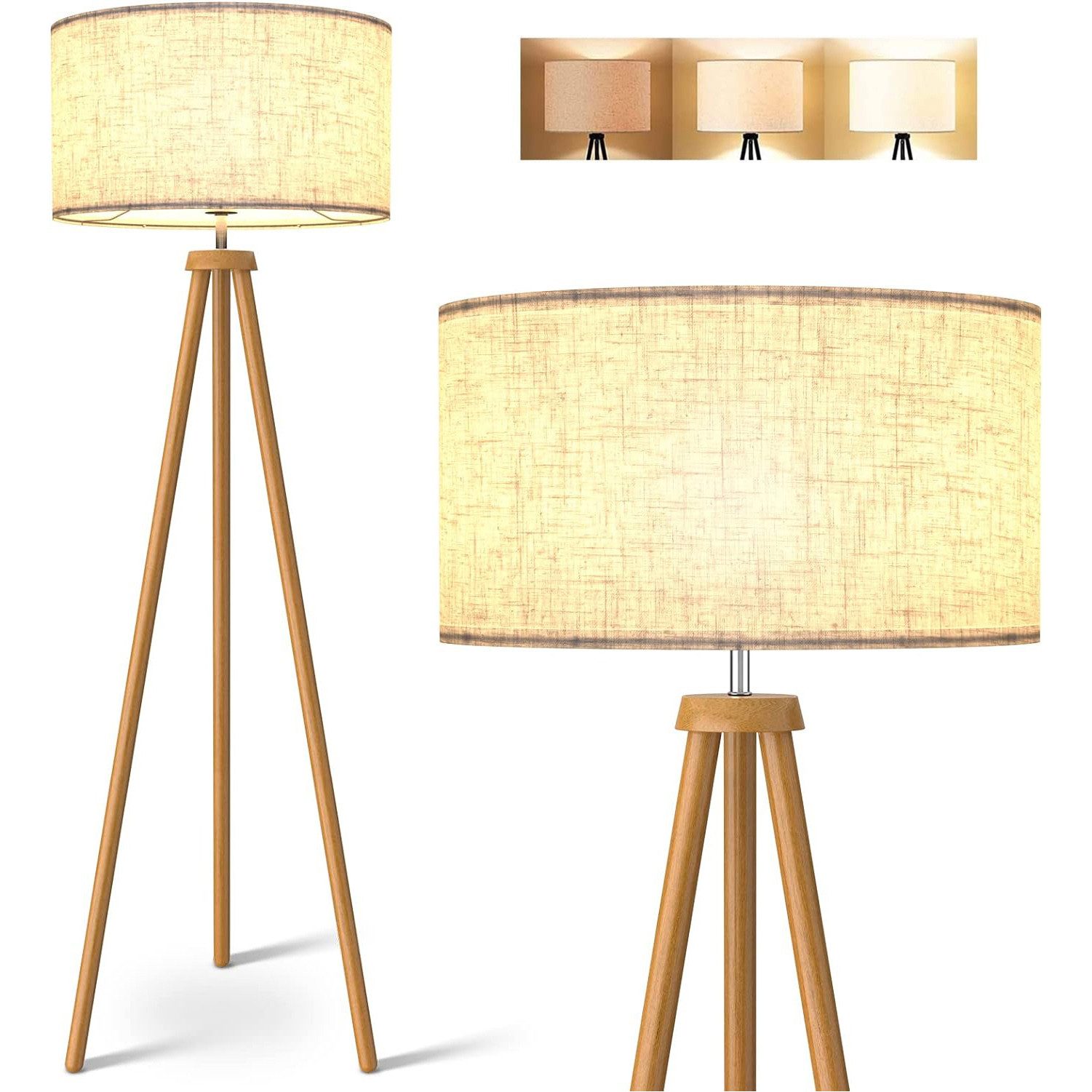 SERBASIC LED Stehlampe Holz LED Stehlampe