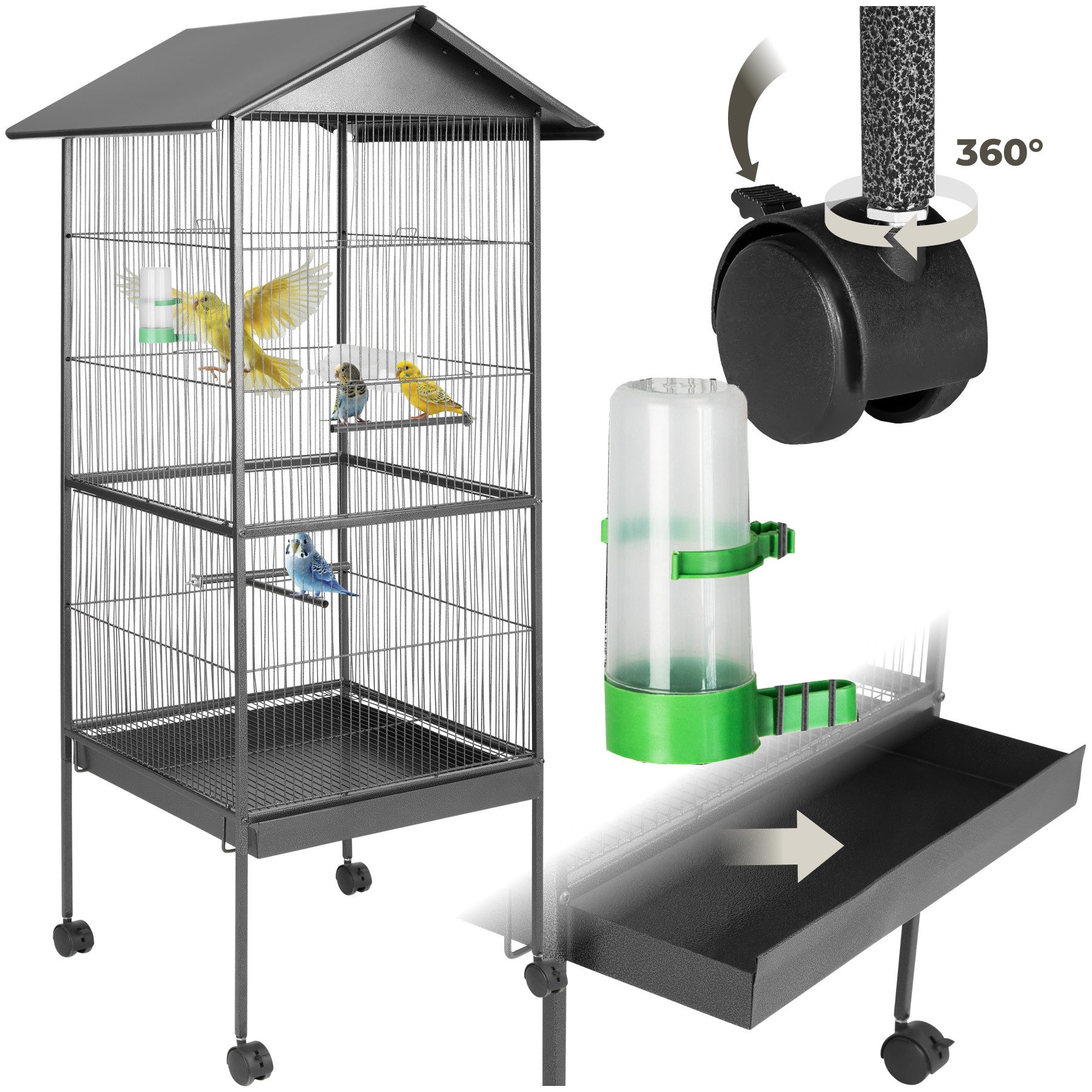 tectake Vogelkäfig Vogelhaus 162cm hoch, Spitzdach,