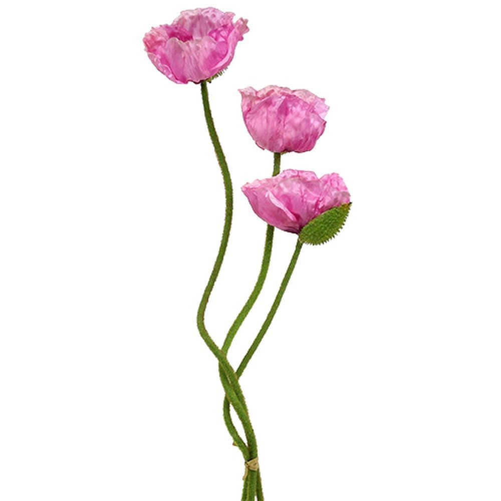 Kunstblume Mohnblumen Rosa Kunstblumen Set 59-75cm