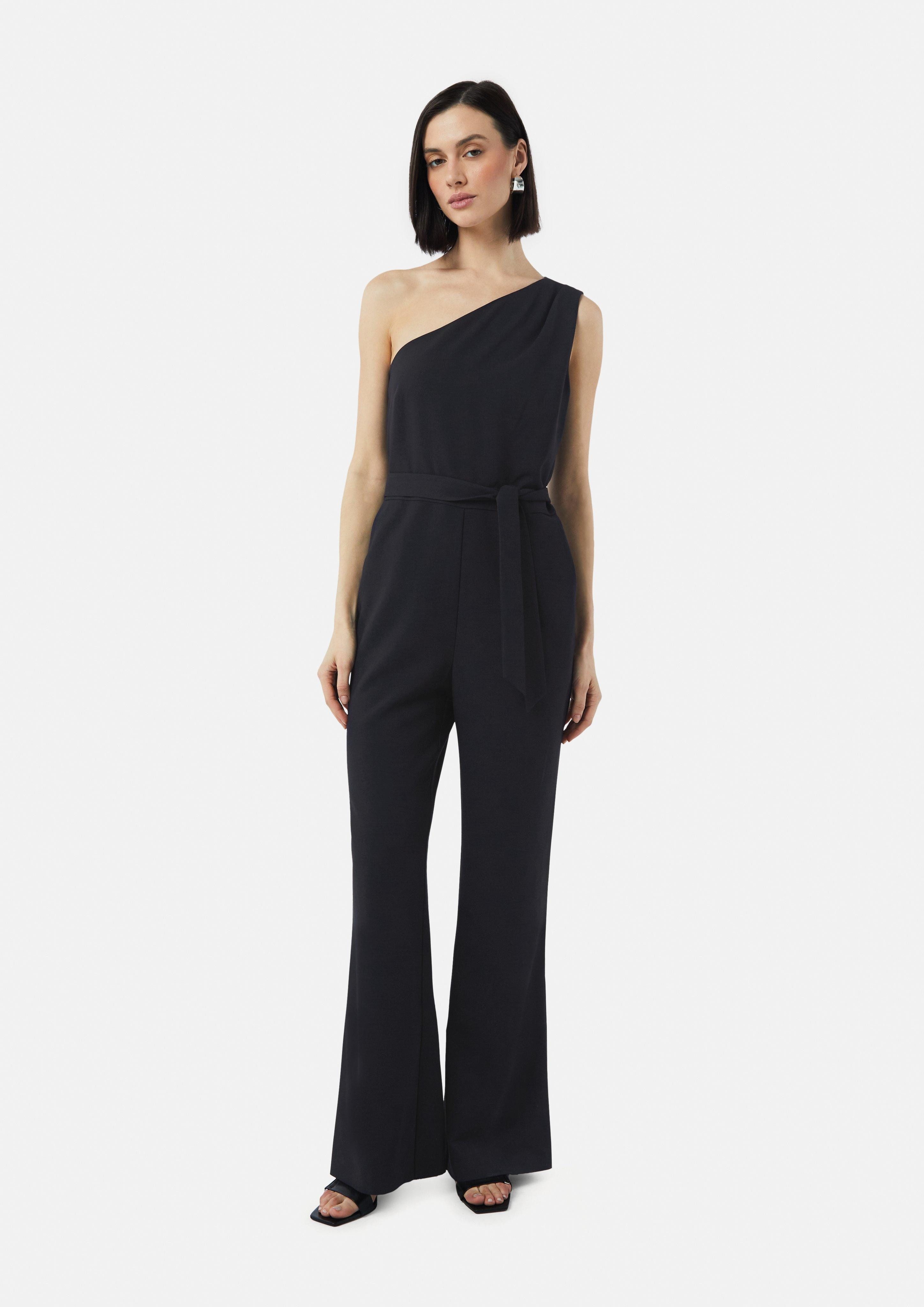 Comma Overall Festiver Oneshoulder-Overall aus Crêpe