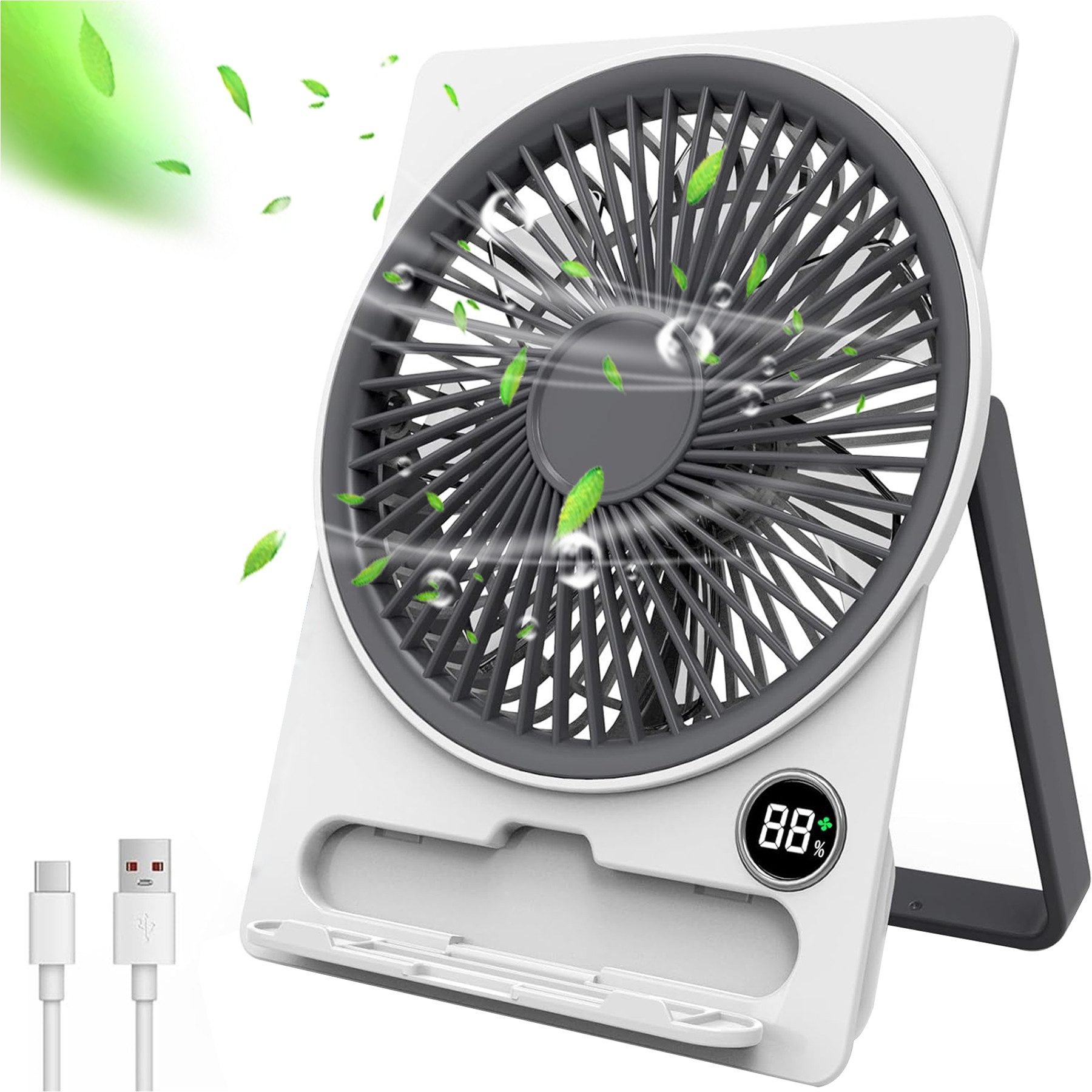 Senmudi Mini USB-Ventilator Ventilator Leise,1800mAh Akku