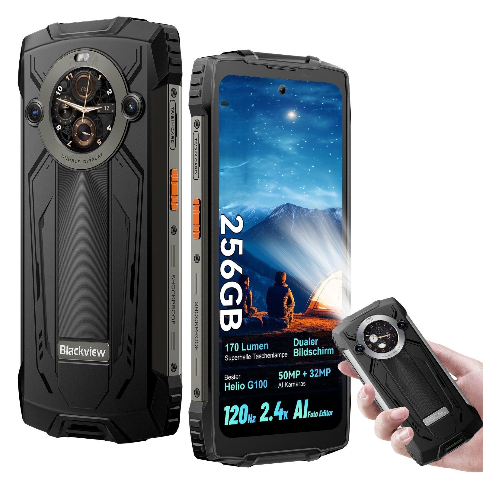 blackview BV8200 12+256GB AI Zwei Bildschirmen