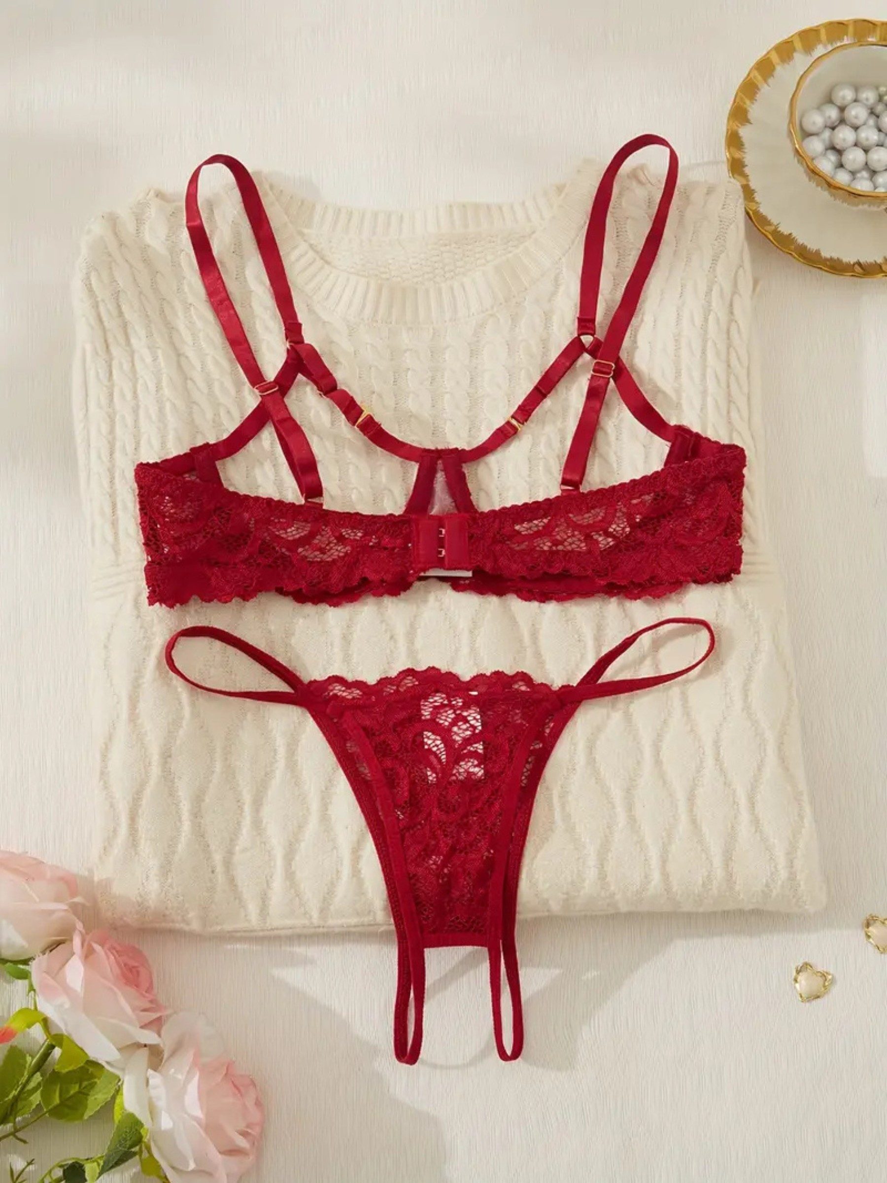 Elegant Love Set: Ouvert-BH Reizwäsche mit