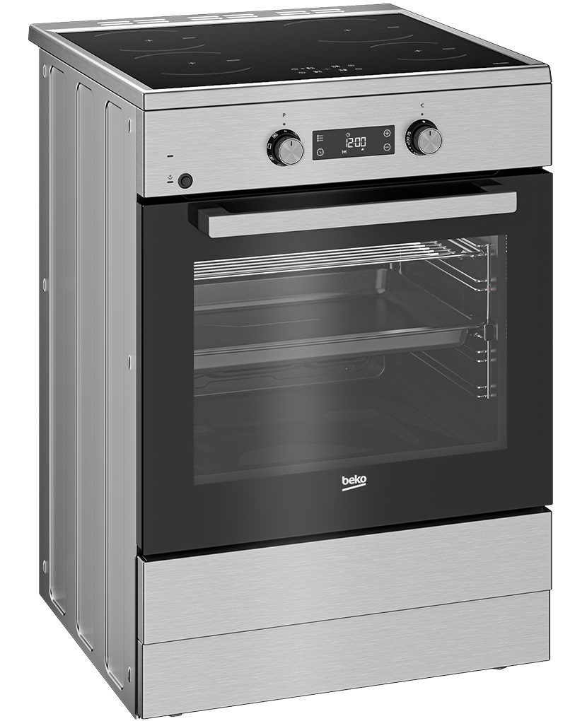 BEKO Induktions-Standherd FSM69301SXT, mit 1-fach-Teleskopauszug, Spezialemaille,