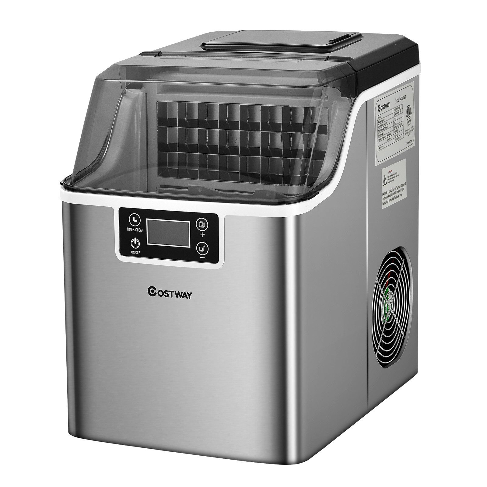 COSTWAY Eiswürfelmaschine, 24 Eiswürfel in 15min,