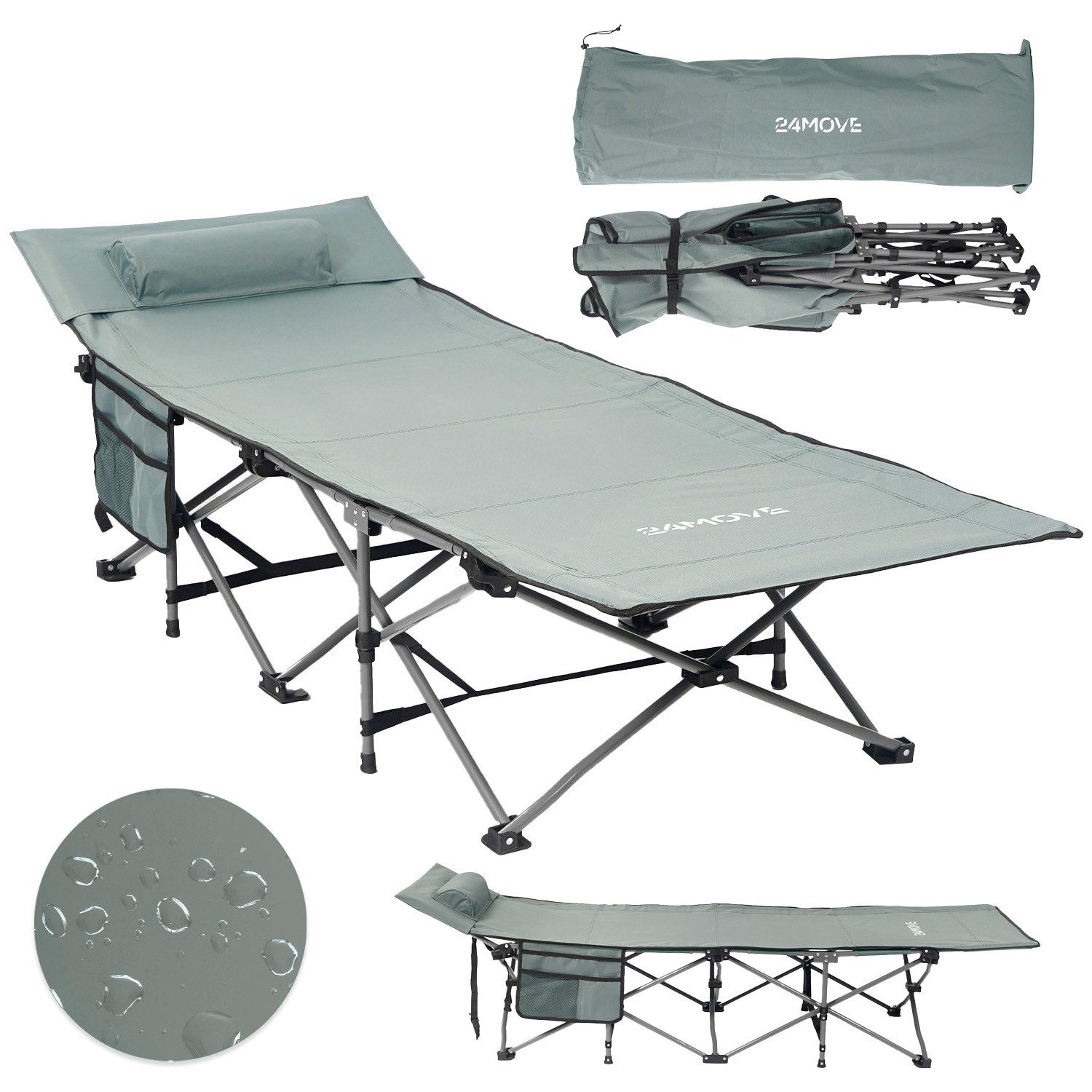 24Move Feldbett Feldbett, Gartenliege, Campingbett bis