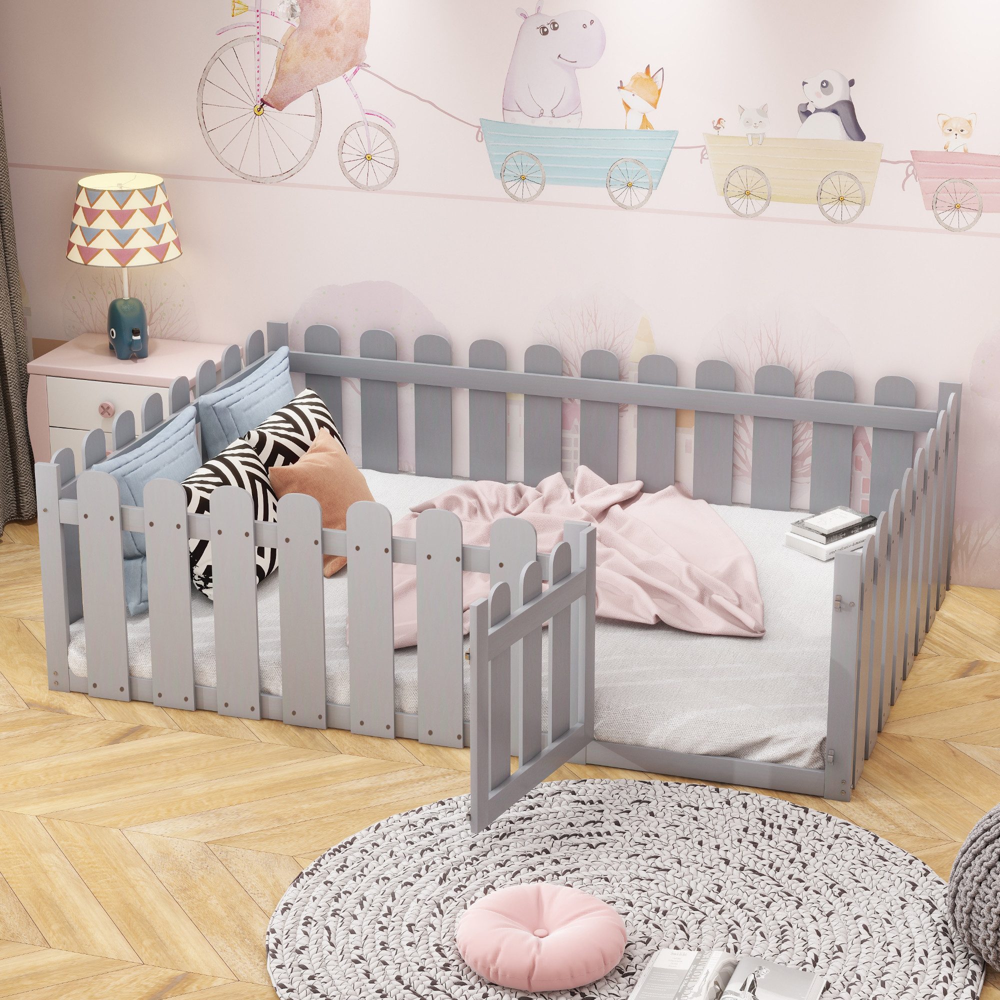 STILVORA Kinderbett 140x200 Babybett mit Matratze,Bettgestell