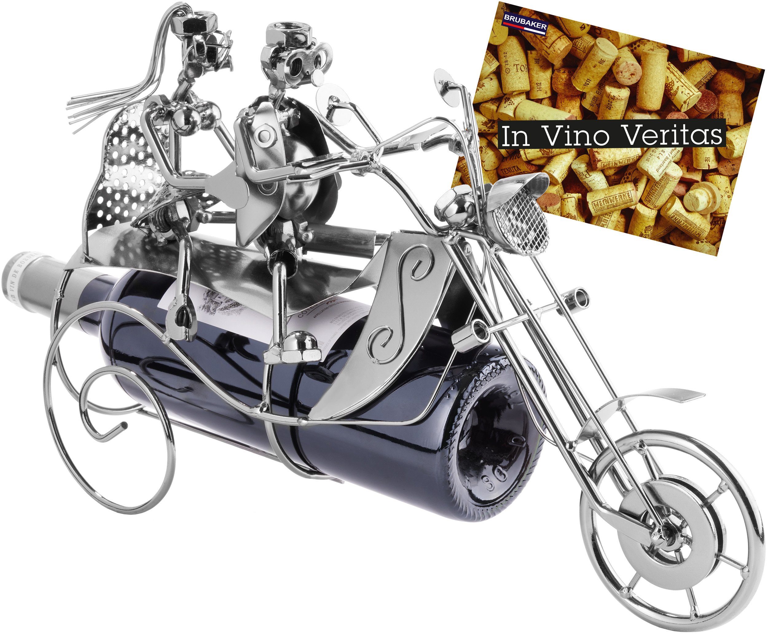 BRUBAKER Weinflaschenhalter Paar auf Motorrad Flaschenhalter,