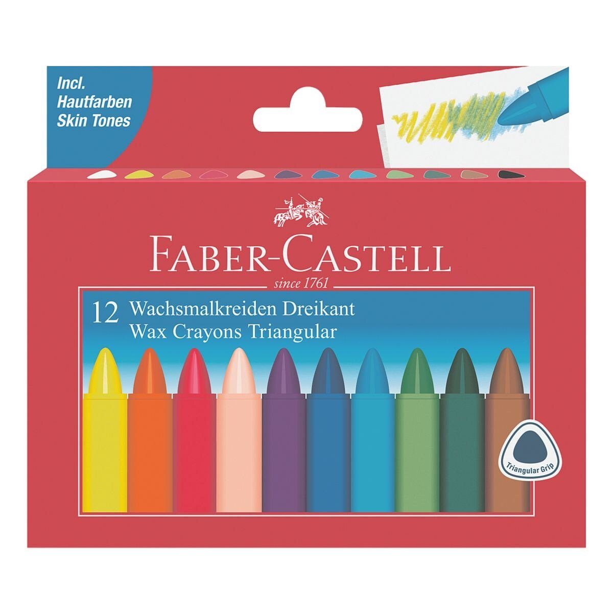 Faber-Castell Wachsmalstift, (12-tlg), mit ergonomischer Griffzone