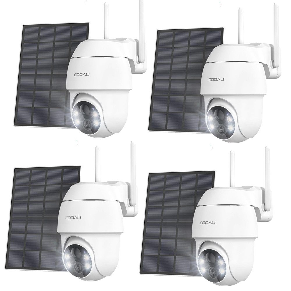 COOAU Überwachungskamera 2K Überwachungskamera Aussen Solar