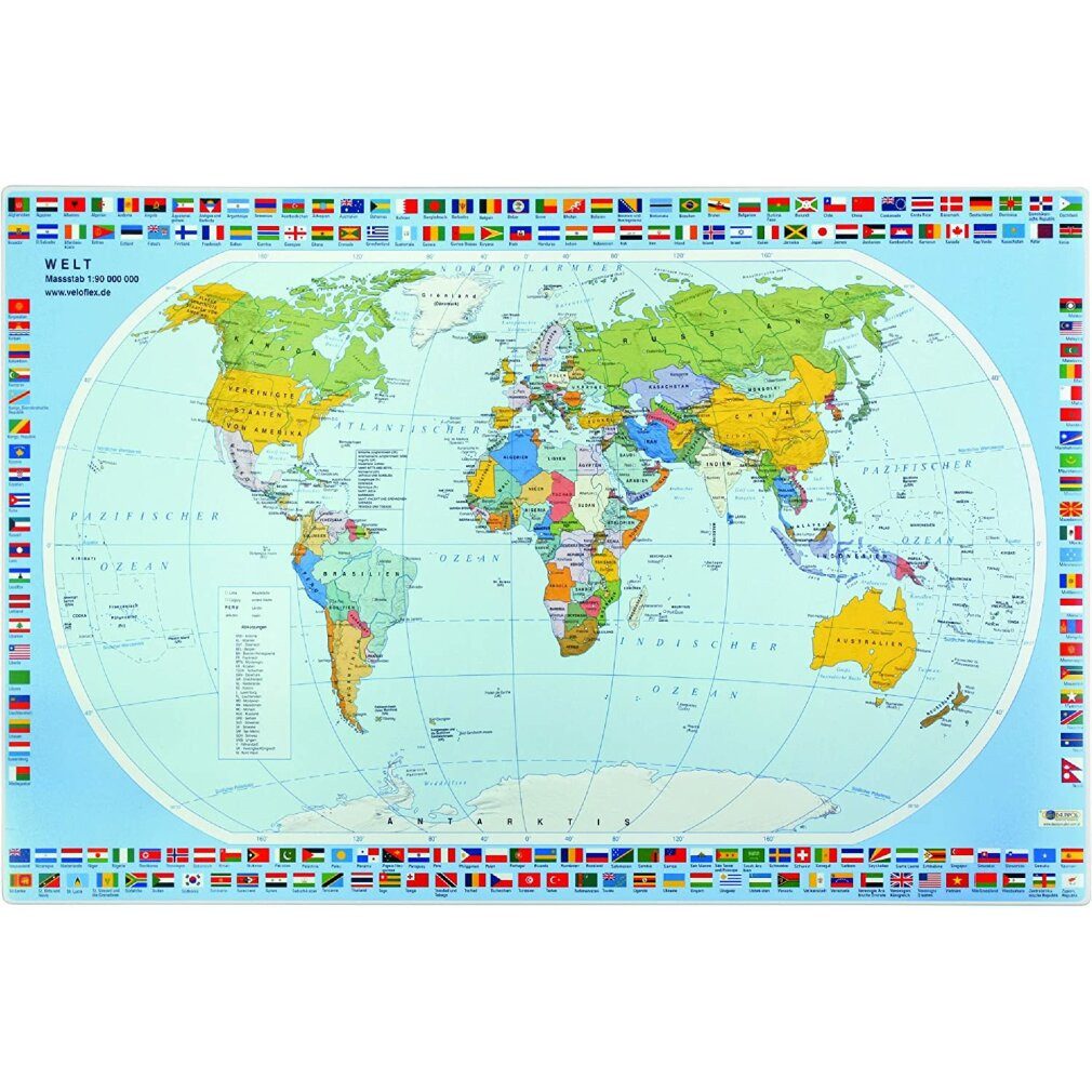 VELOFLEX Schreibtischunterlage Schreibtischunterlage Kunststoff Weltkarte