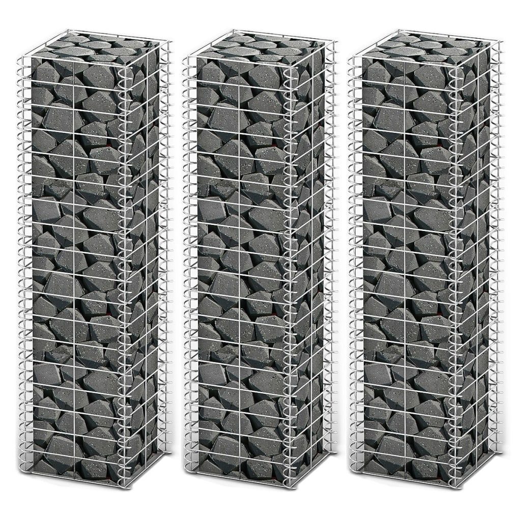 vidaXL Gartenzaun Gabionen-Set 3-tlg. Verzinkter Draht