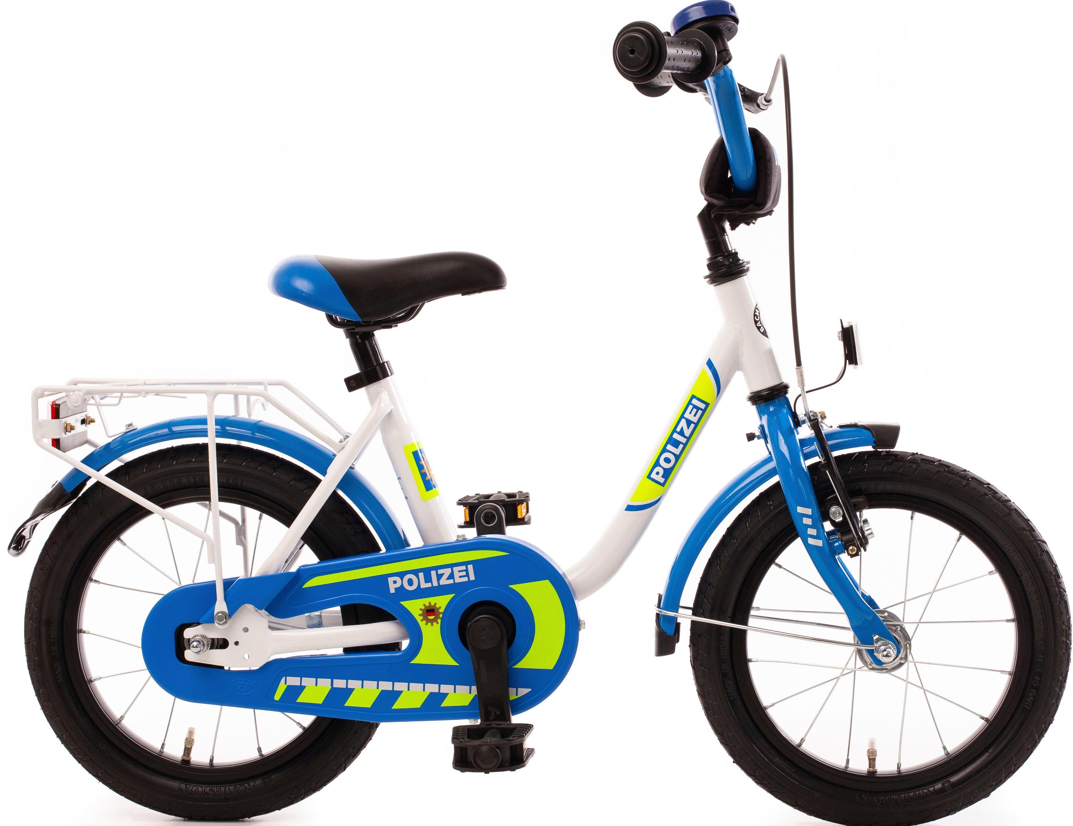 Bachtenkirch Kinderfahrrad 14' Kinderfahrrad 'POLIZEI' kristall-weiß/blau/neon,