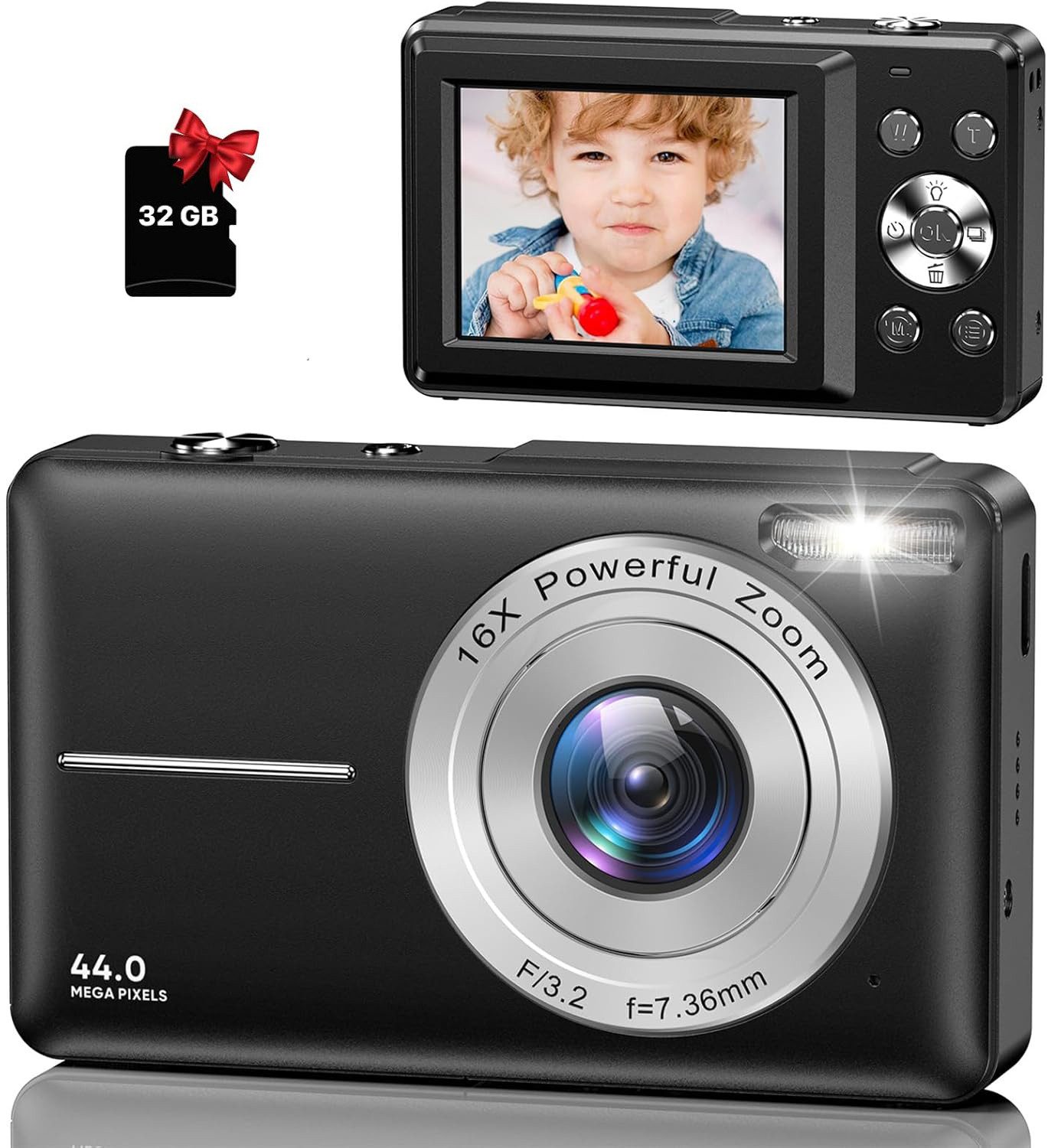 ZEUOPQ Digitalkamera FHD 1080P 44MP Fotokamera