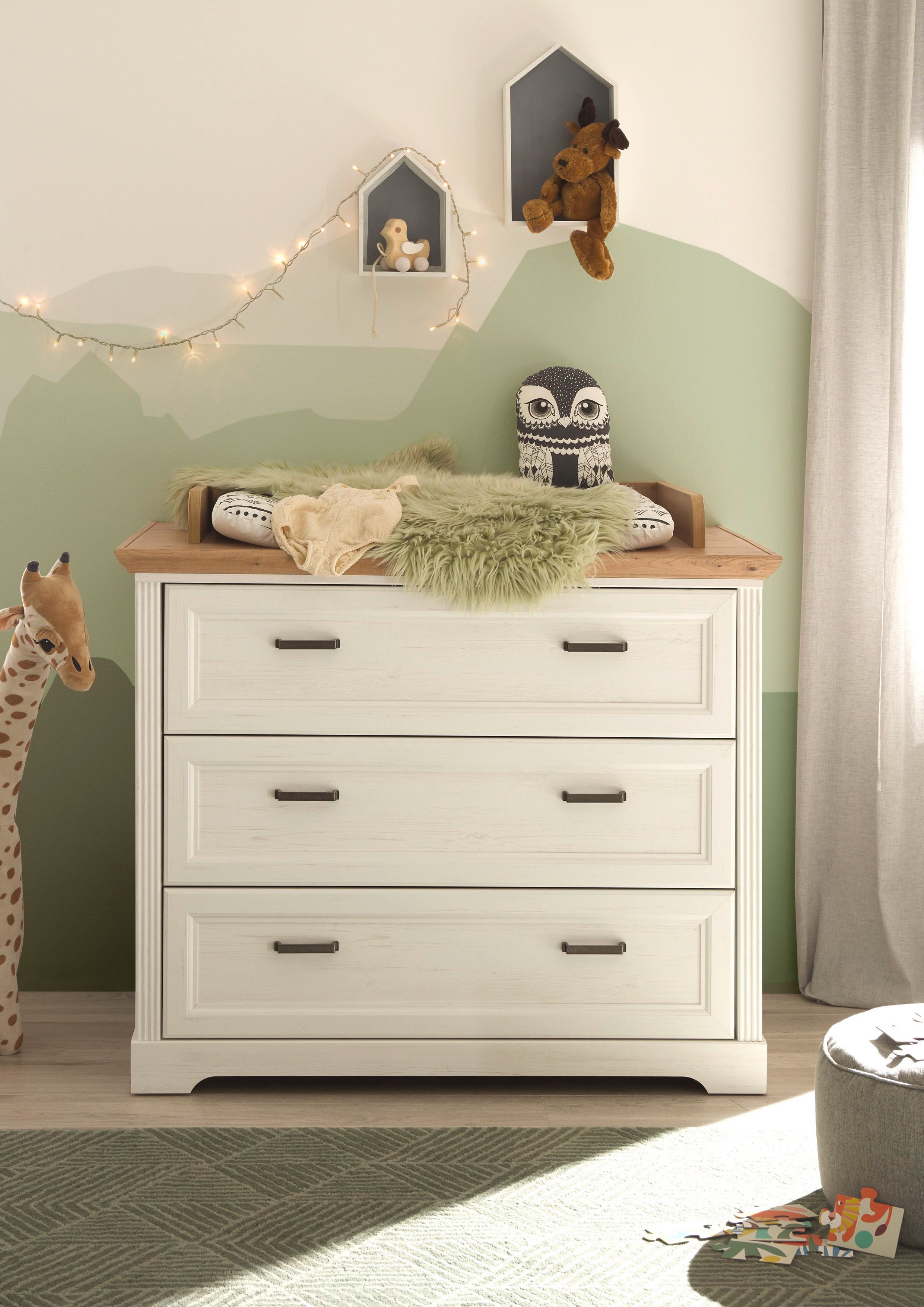 Begabino Wickelkommode Jasmin Kommode mit Wickelaufsatz,