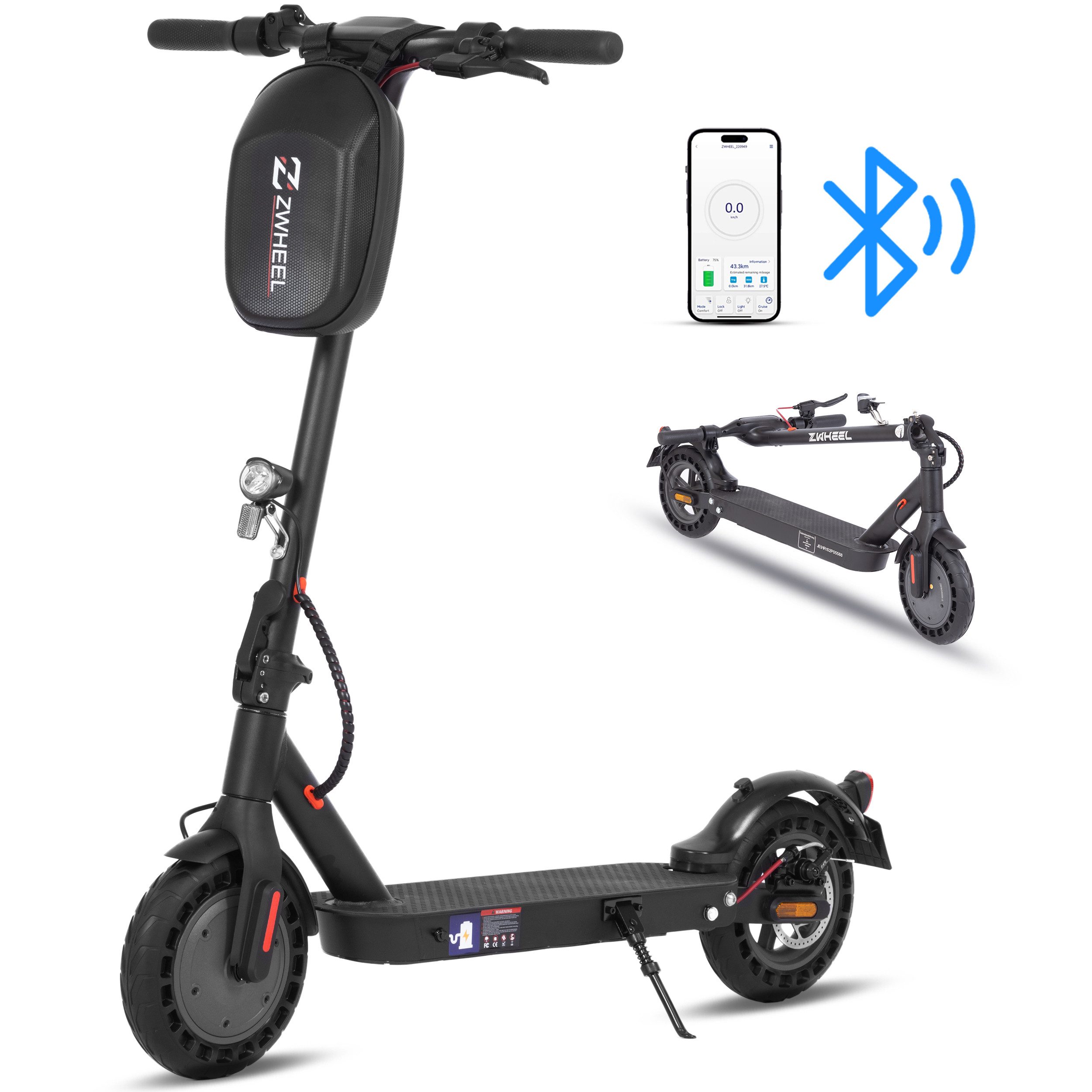 Leawin E-Scooter mit Straßenzulassung, 10'' Elektroroller,