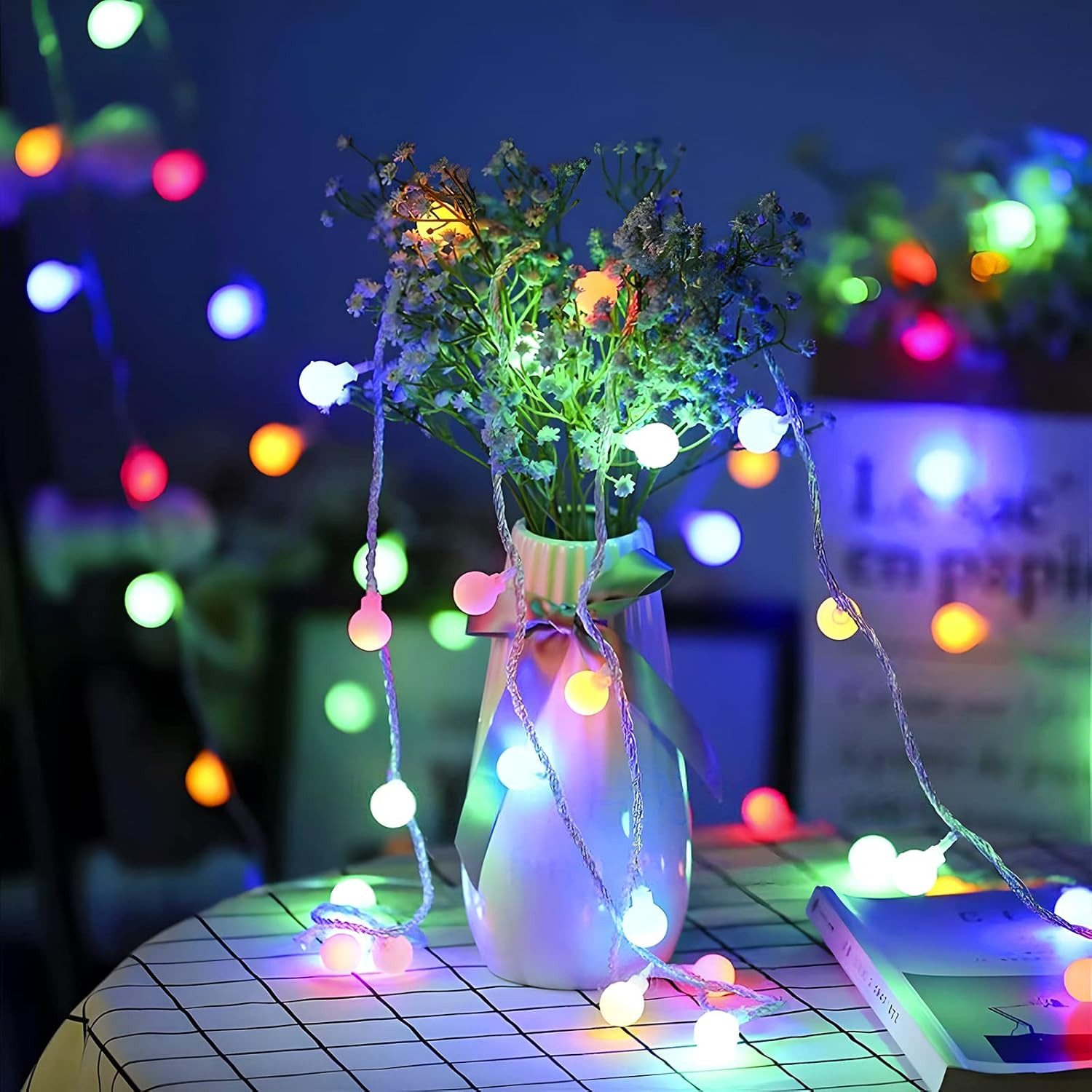Tukrool LED-Lichterkette Kugelförmige Lichterkette, netzbetrieben, 50