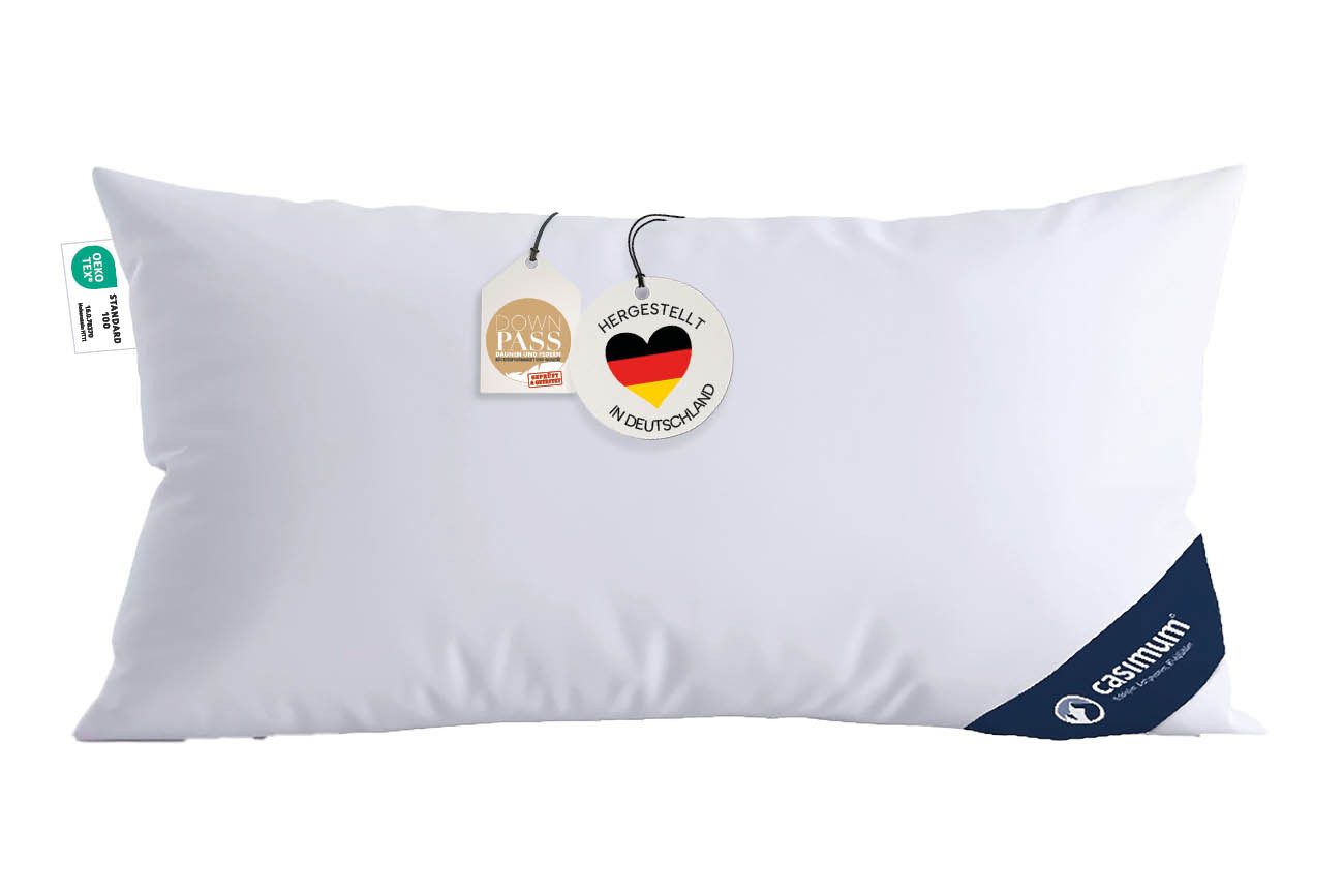 casimum 3-Kammer-Kopfkissen LUXUS Daunenkissen 80x80, Kopfkissen