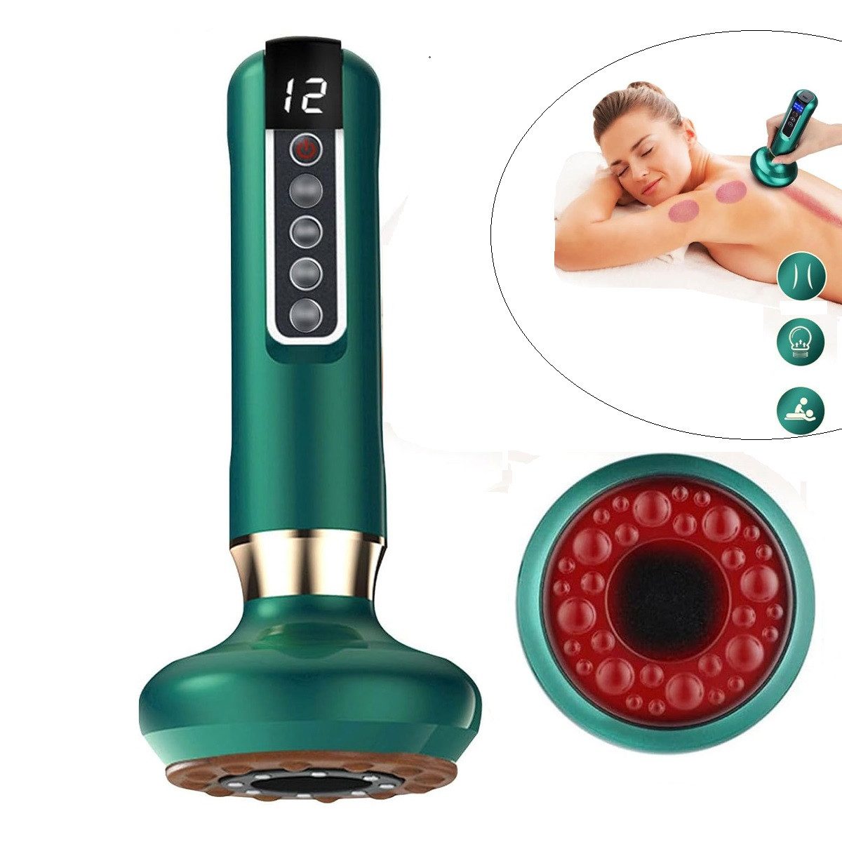 DOPWii Massagegerät Elektrisches Kratzinstrument, Schröpfgerät, 12-stufiger
