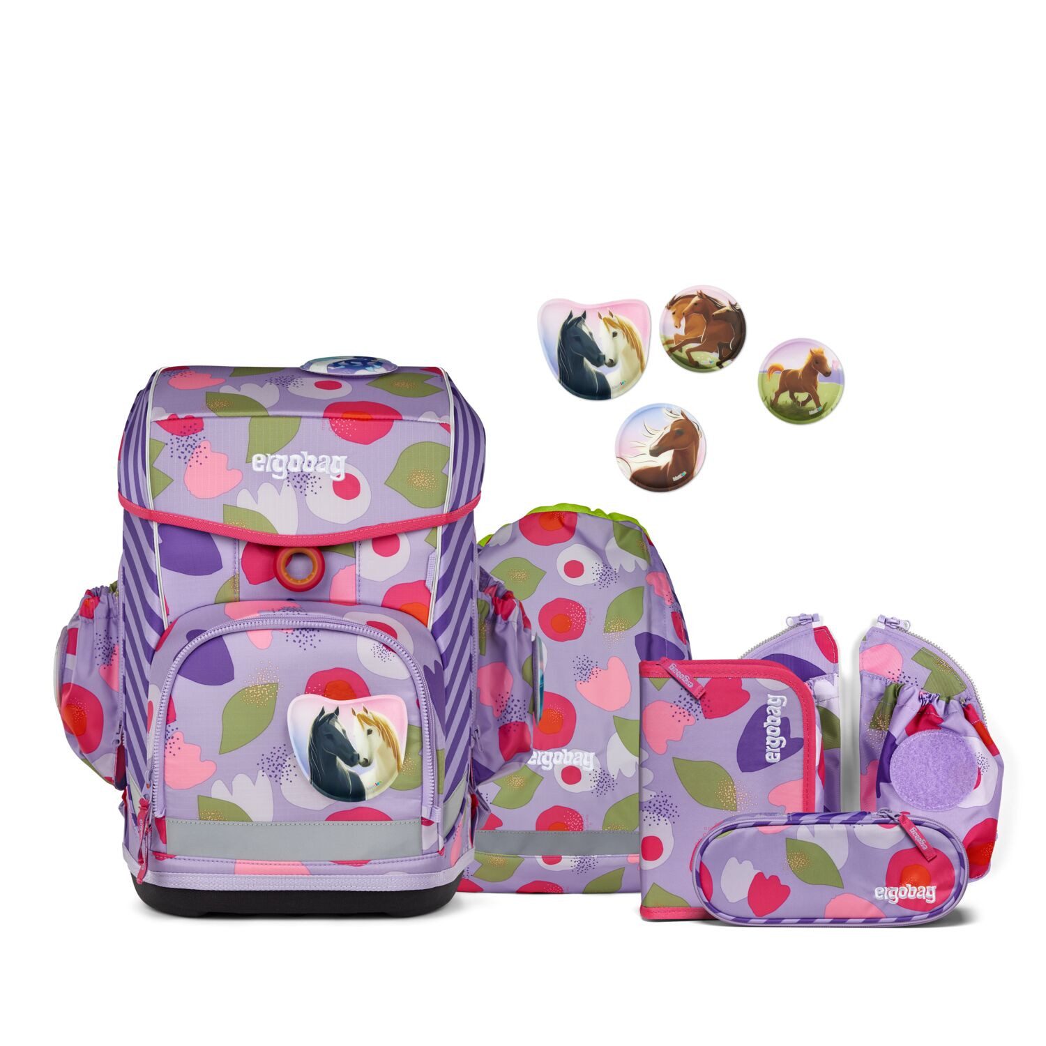 ergobag Schulranzen Schulranzen-Set CUBO LIGHT BlütenzauBär