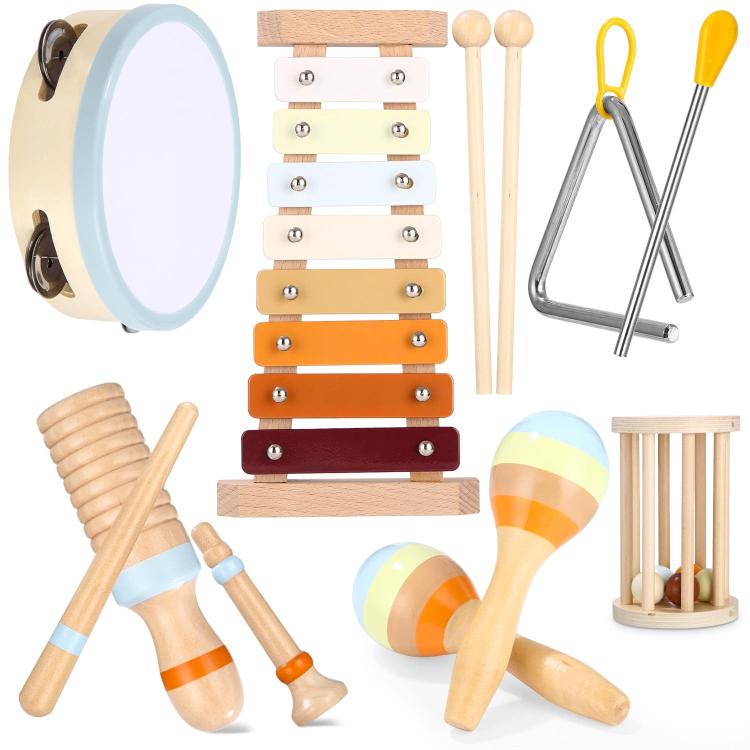 CLTYQ Spielzeug-Musikinstrument Baby Musikinstrumente Montessori-Holzspielzeug 12
