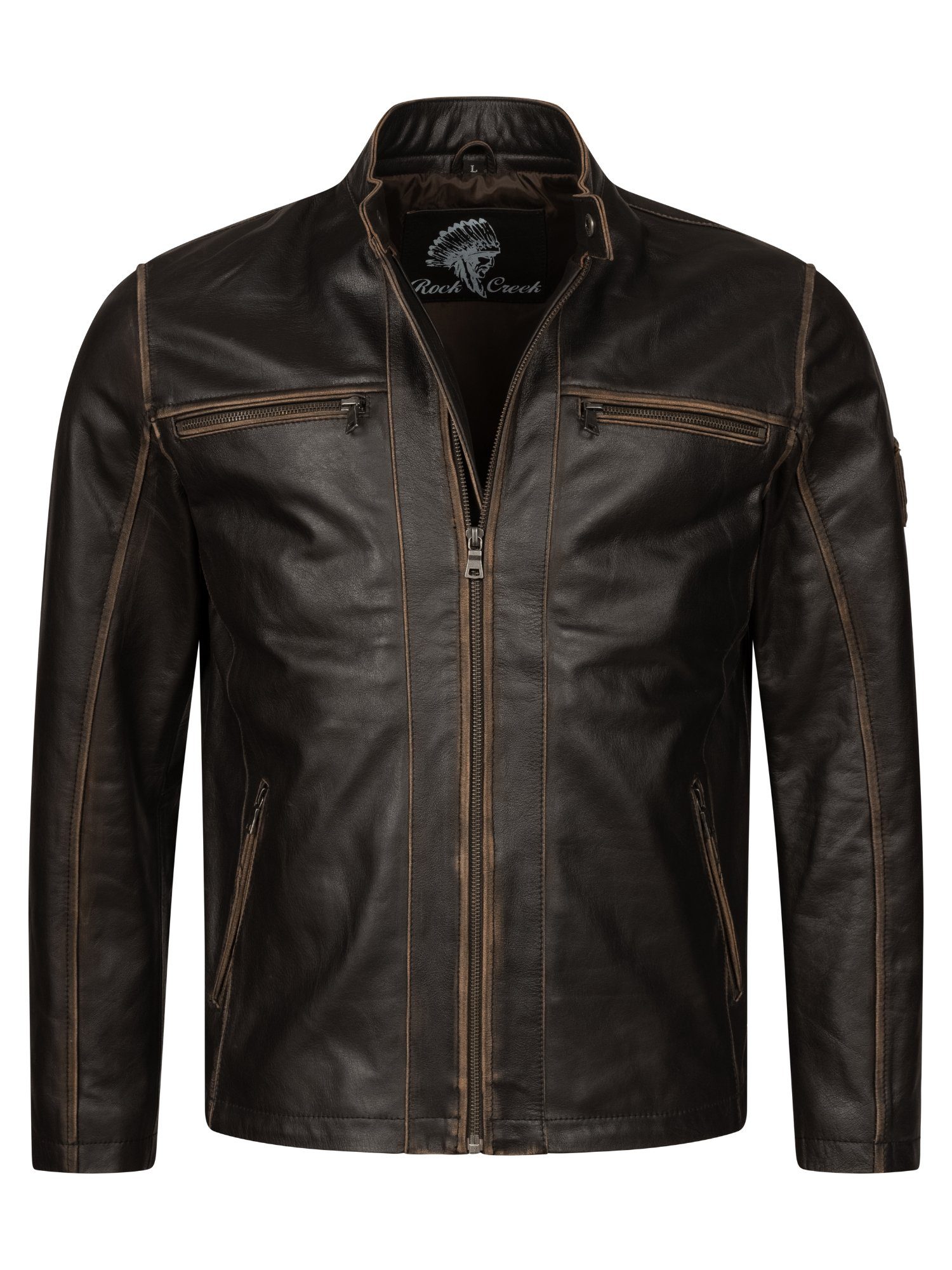 Rock Creek Lederjacke Herren Leder Jacke