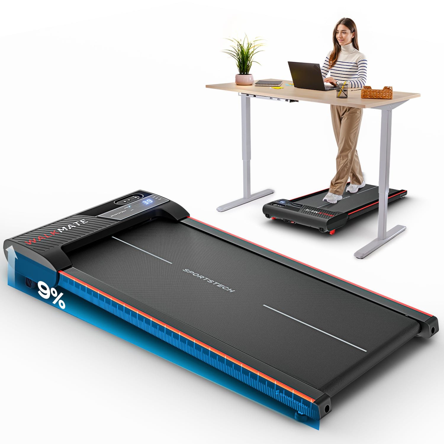 Sportstech Laufband WalkMate, 4 vorinstallierte Programme,