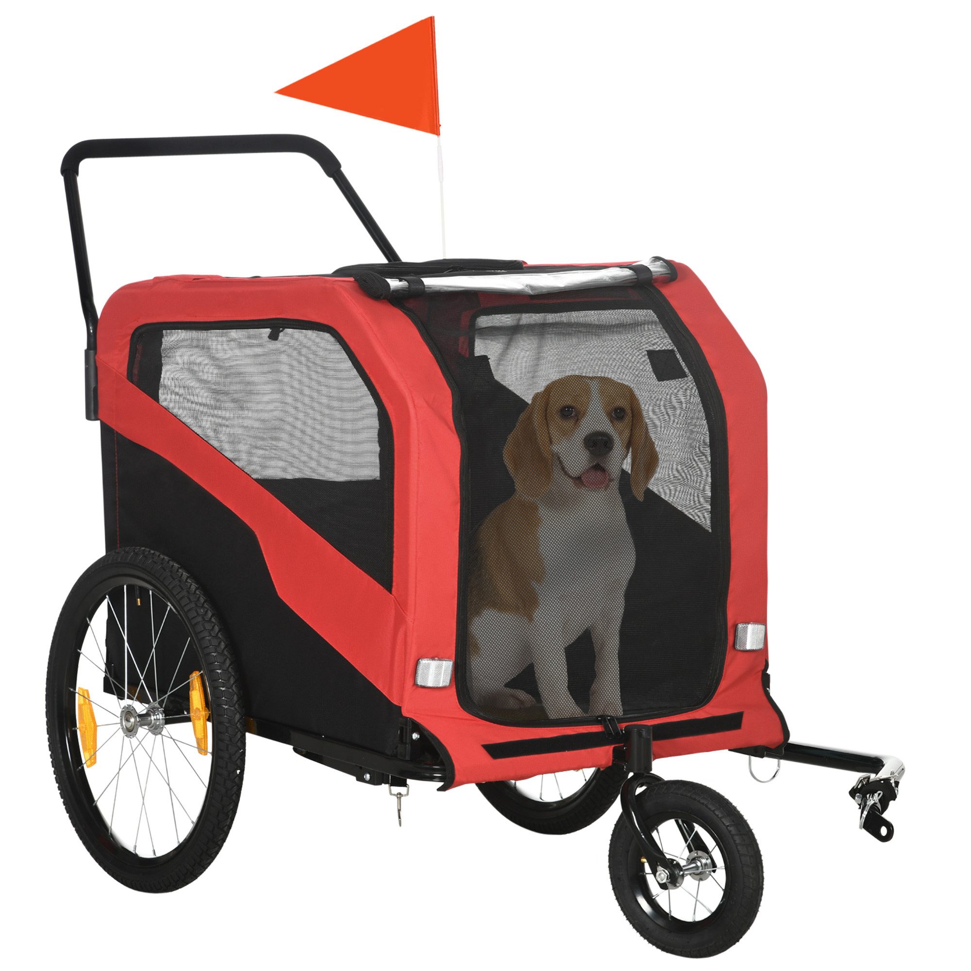 PawHut Fahrradhundeanhänger 2-in-1 Hundeanhänger, Hundebuggy max.