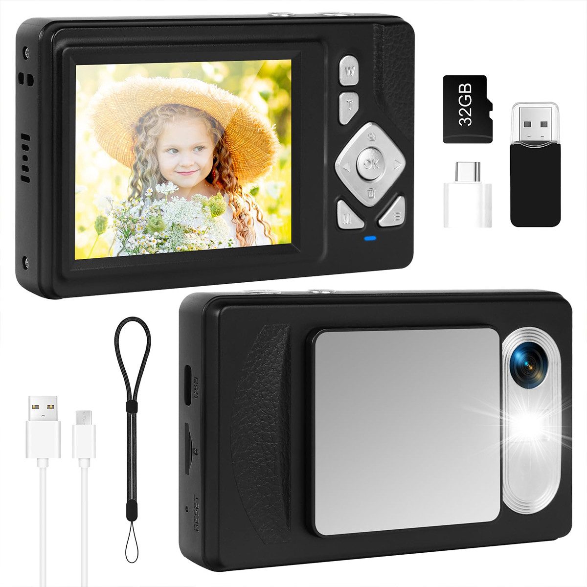 NICEWIN Digitalkamera 4K mit 2.8 Zoll