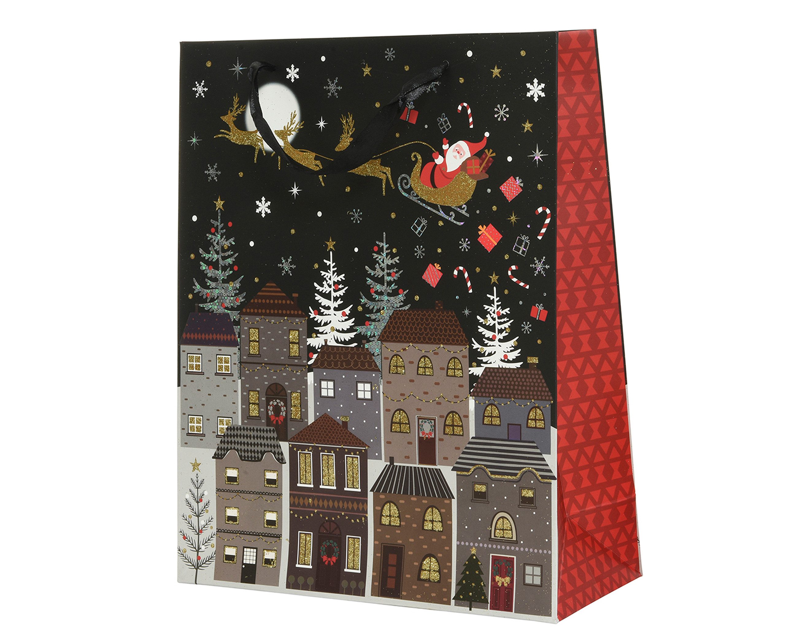 Kaemingk Aufbewahrungstasche, Geschenktüte Weihnachten 26x10x32cm mit