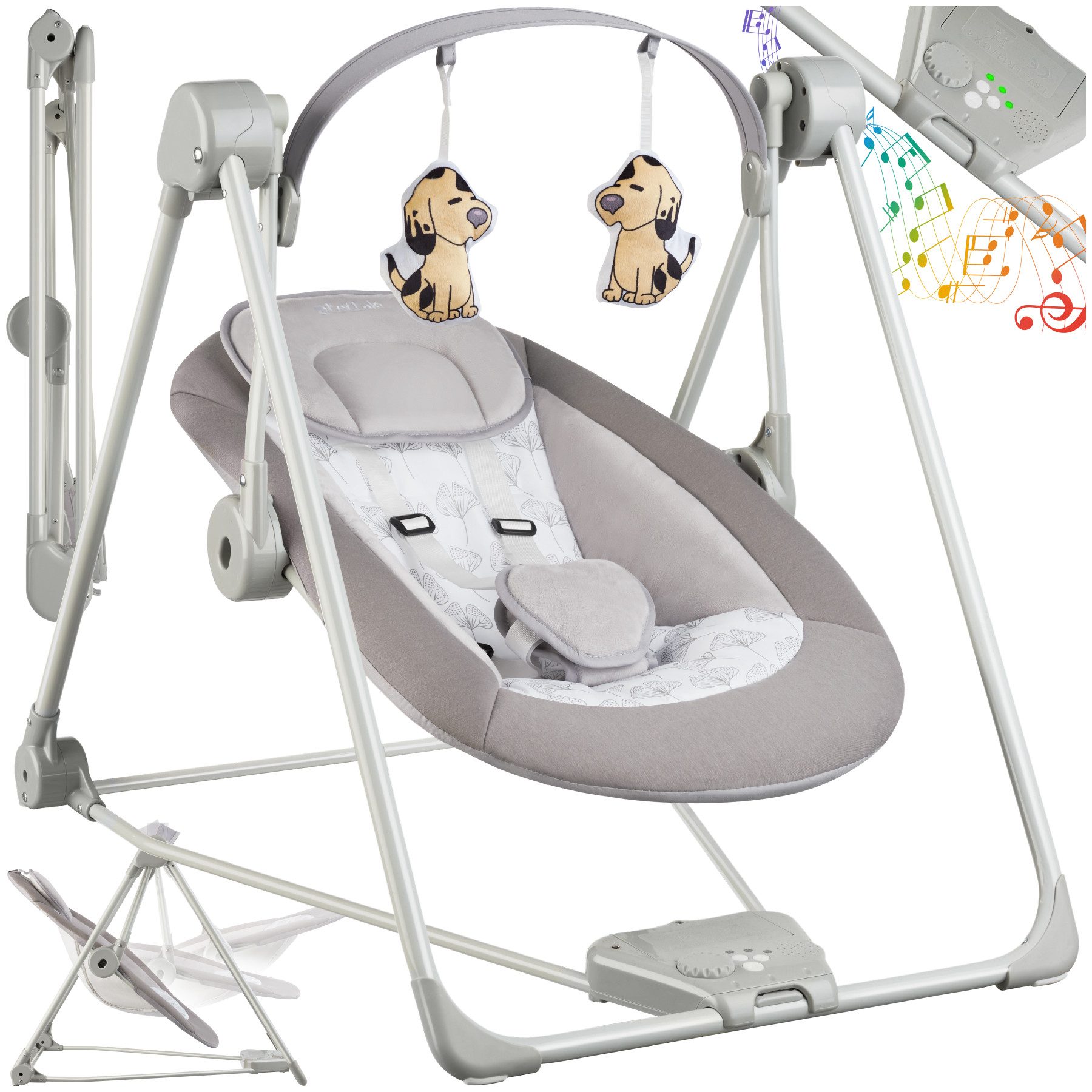 tectake Babyschaukel Babywippe Dogs, klappbar, 5
