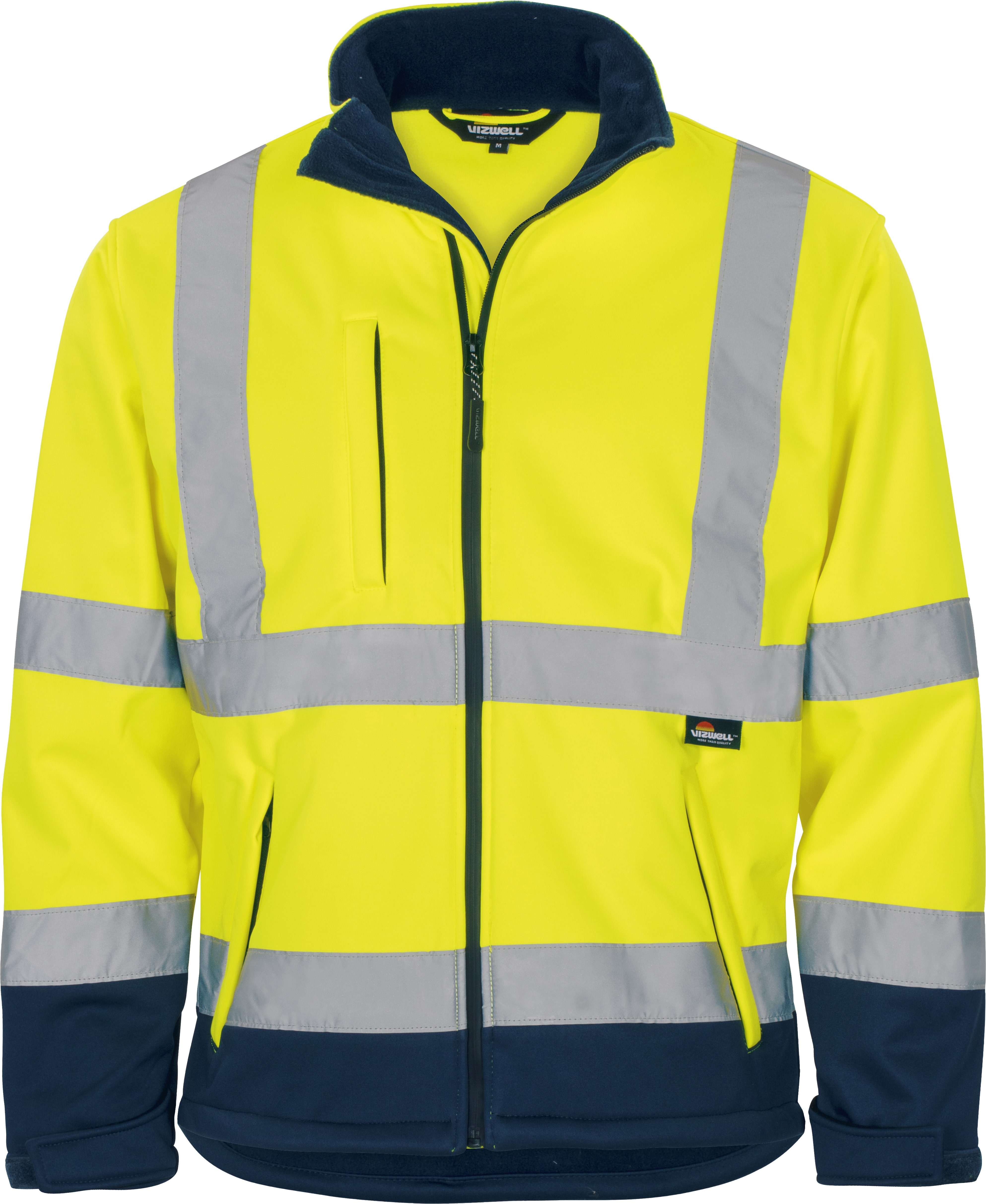 vizwell Softshelljacke Warnschutz Sicherheitsjacke orange gelb