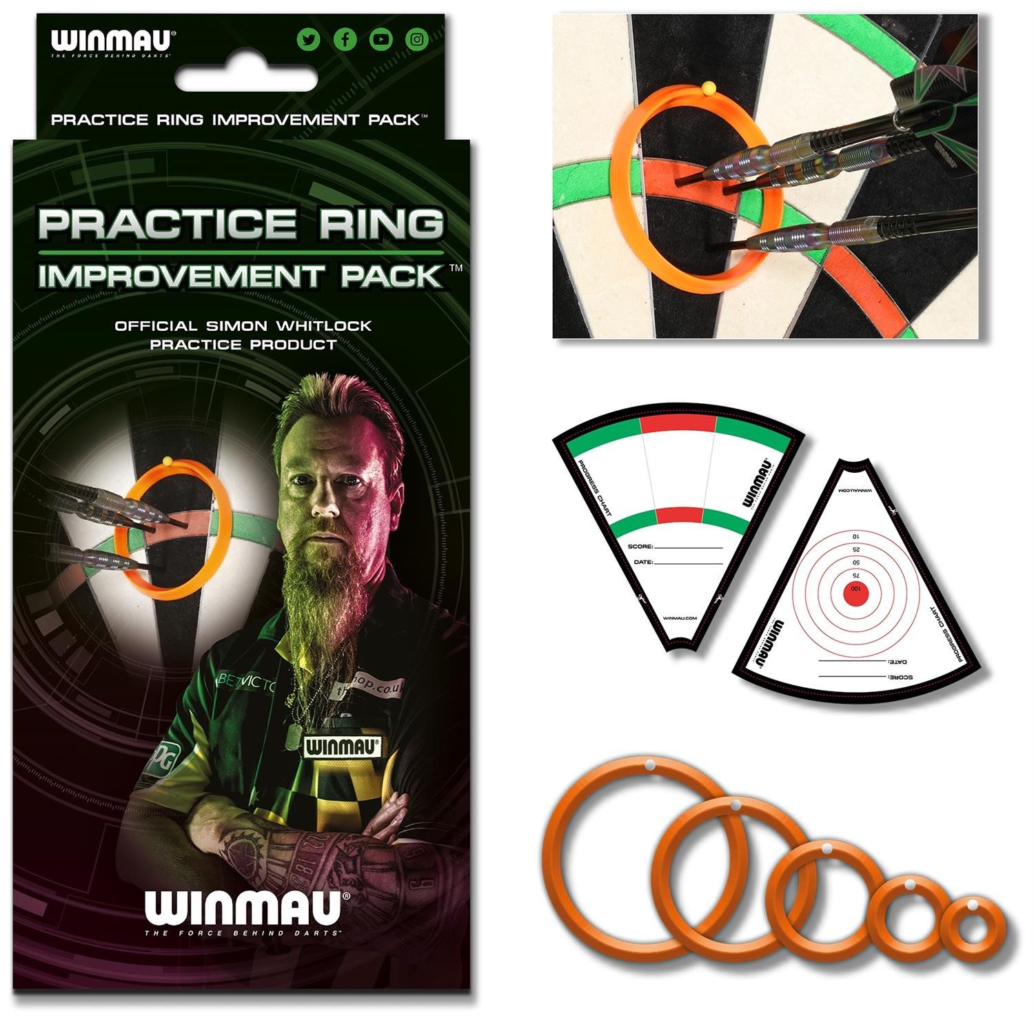 Winmau Dartscheibe Simon Whitlock Practice Rings-Trainingsringe