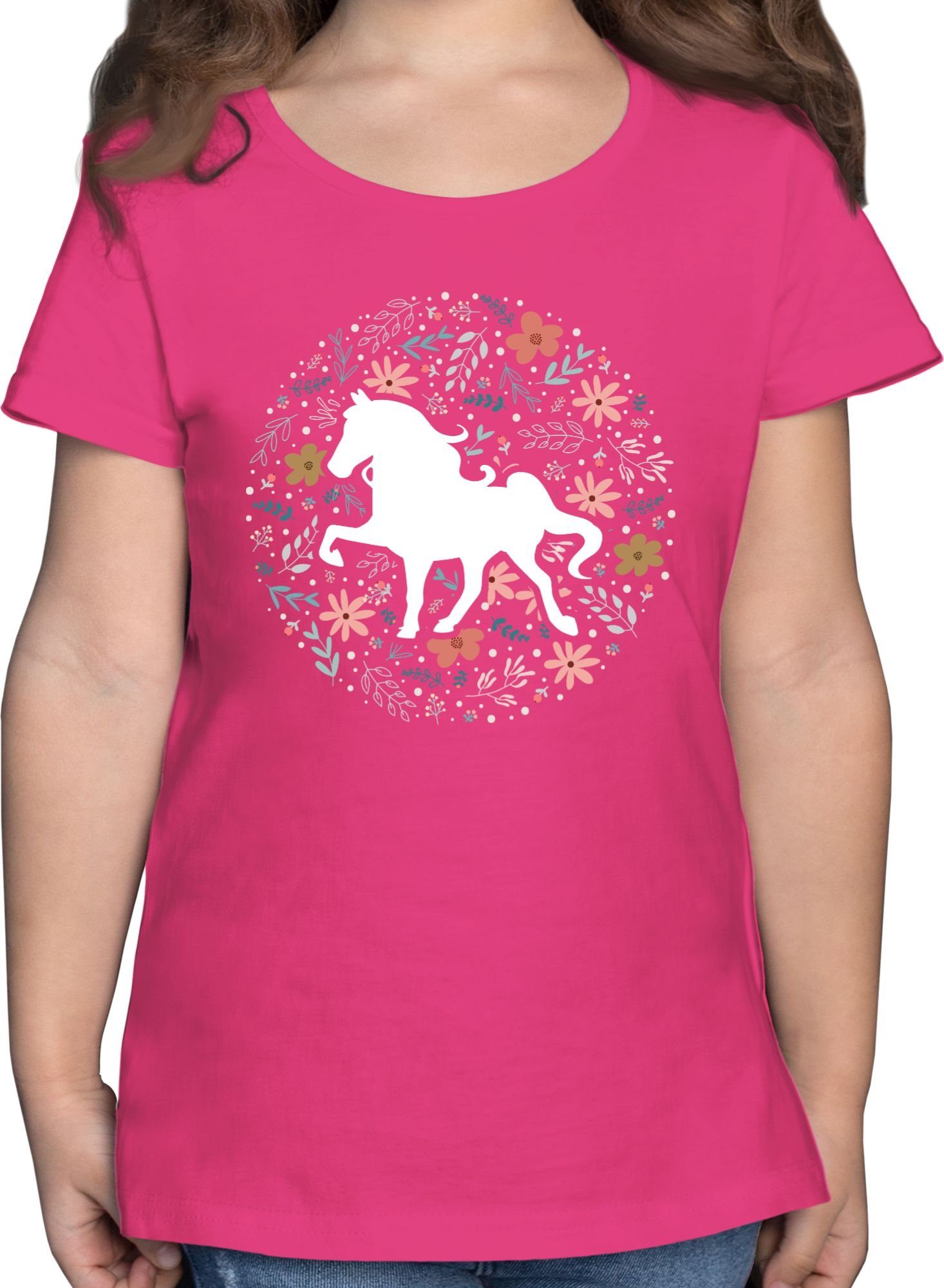 Shirtracer T-Shirt Pferd mit Blumen Pferd