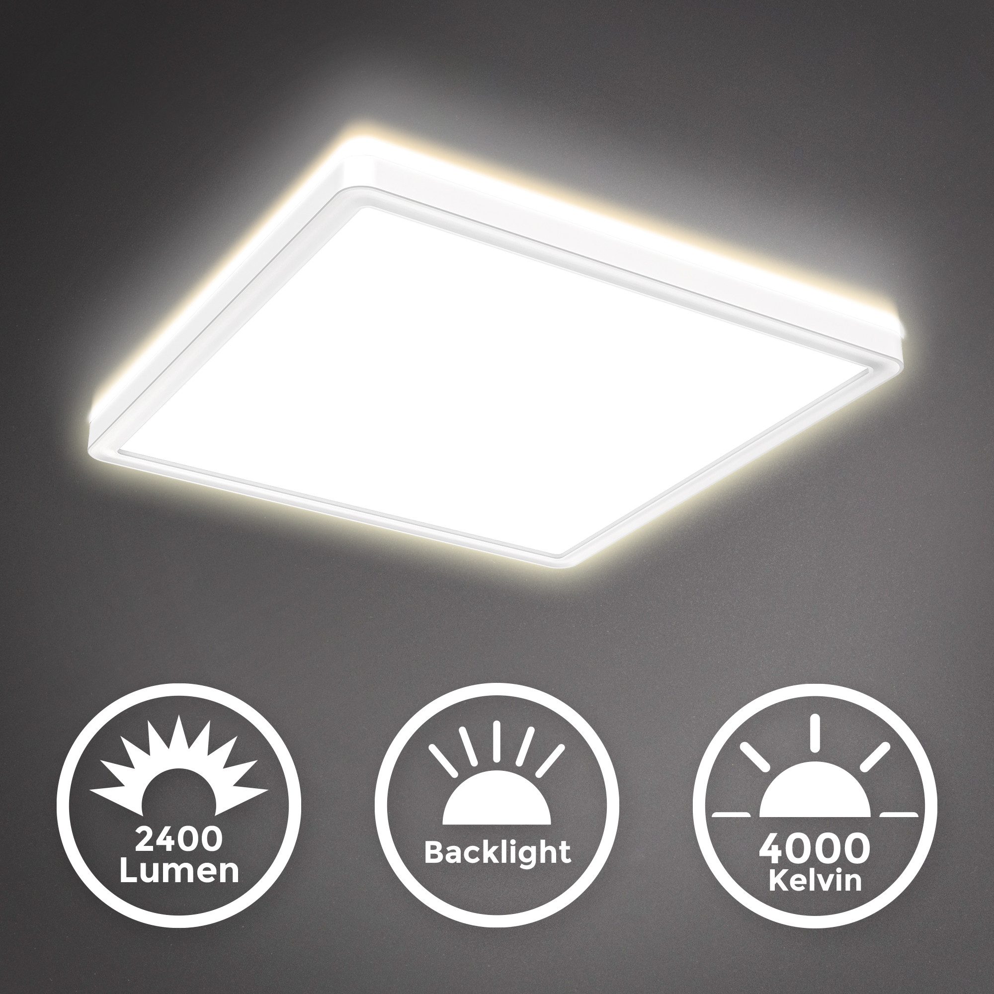 B.K.Licht Deckenleuchte LED Decken-Panel 293x293x28mm dimmbar