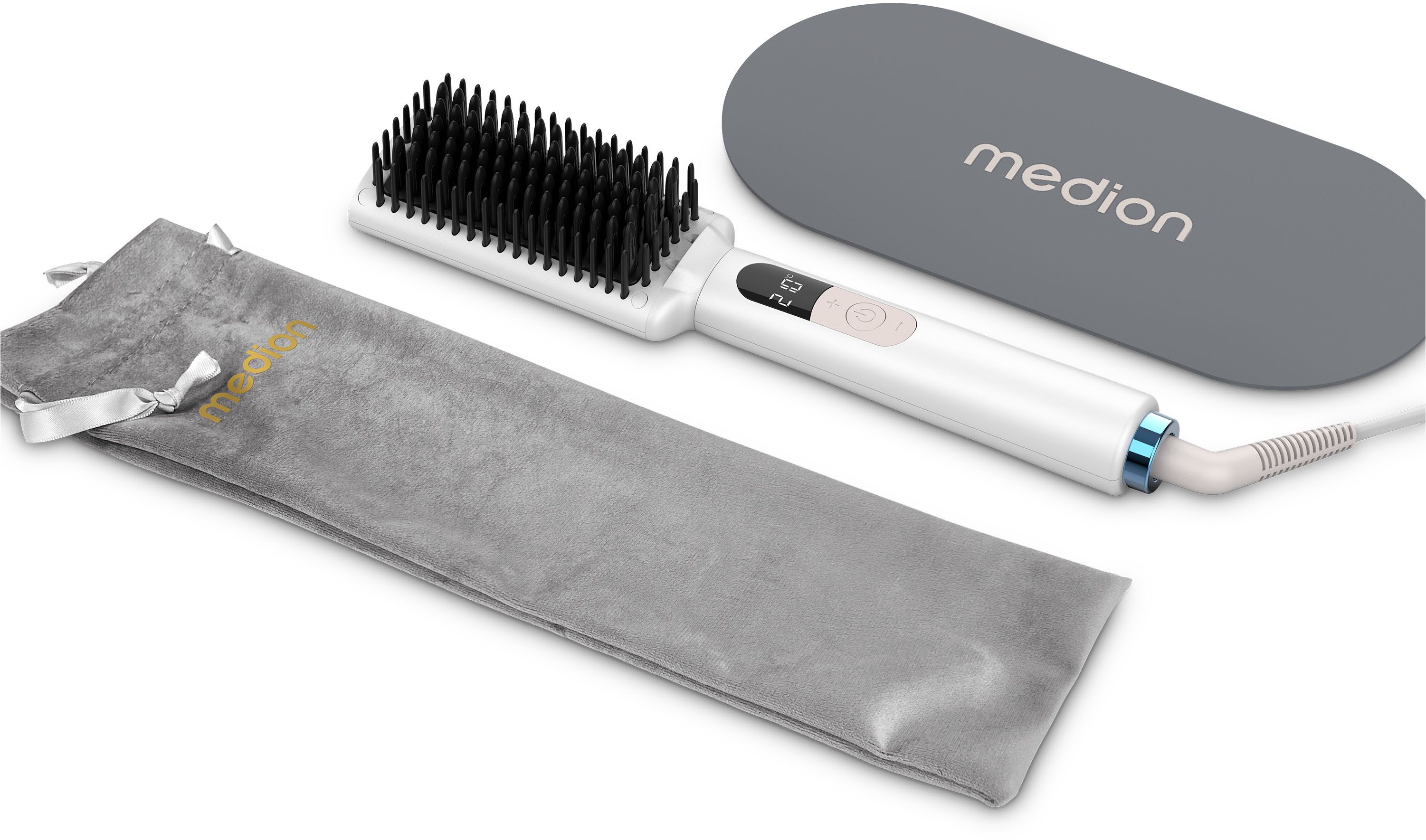 Medion® Glätteisen Haarglättbürste HB1 (MD19859) Keramik-Turmalin,