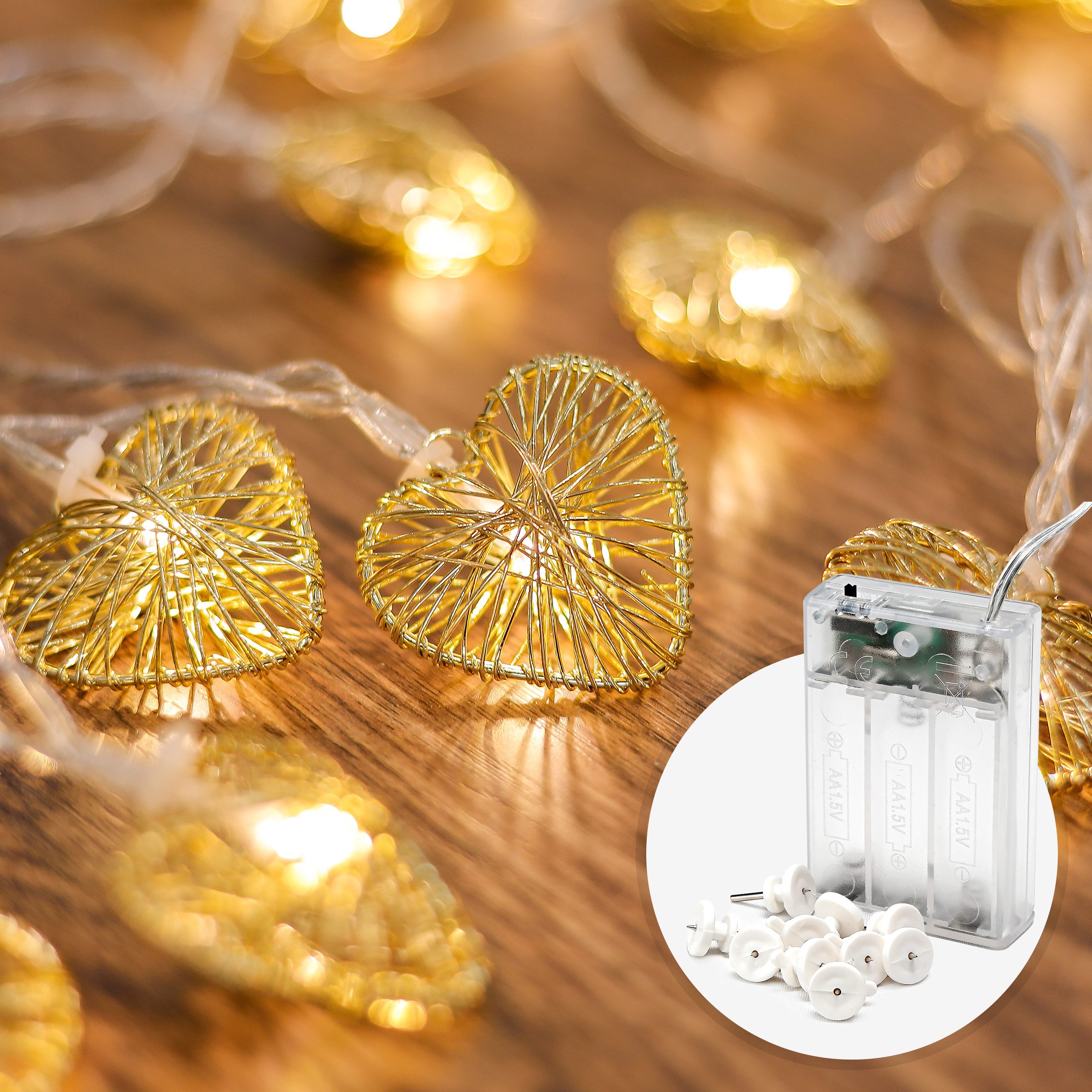 COZY HOME LED-Lichterkette Herz Lichterkette Batterie