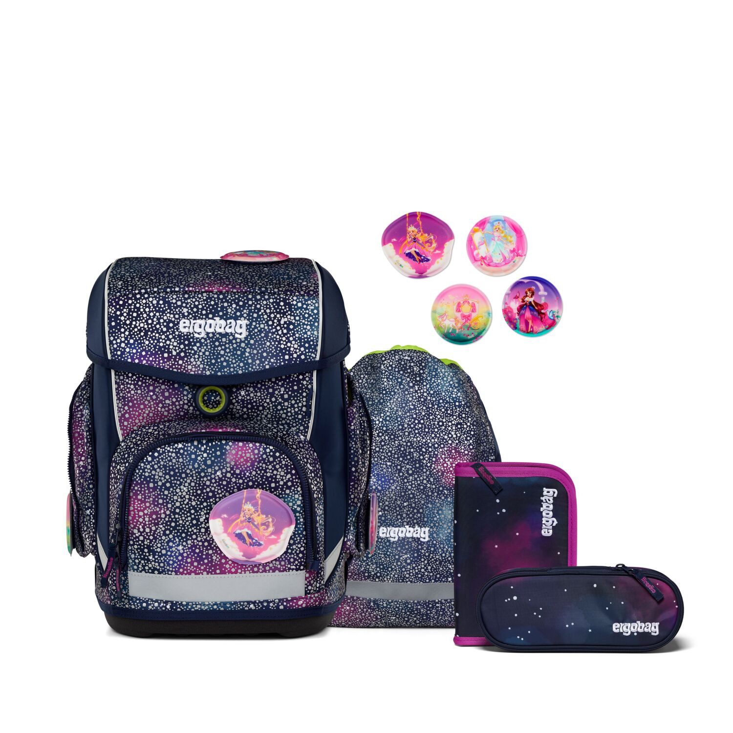 ergobag Schulranzen Schulranzen-Set CUBO Bärlaxy 5-teilig