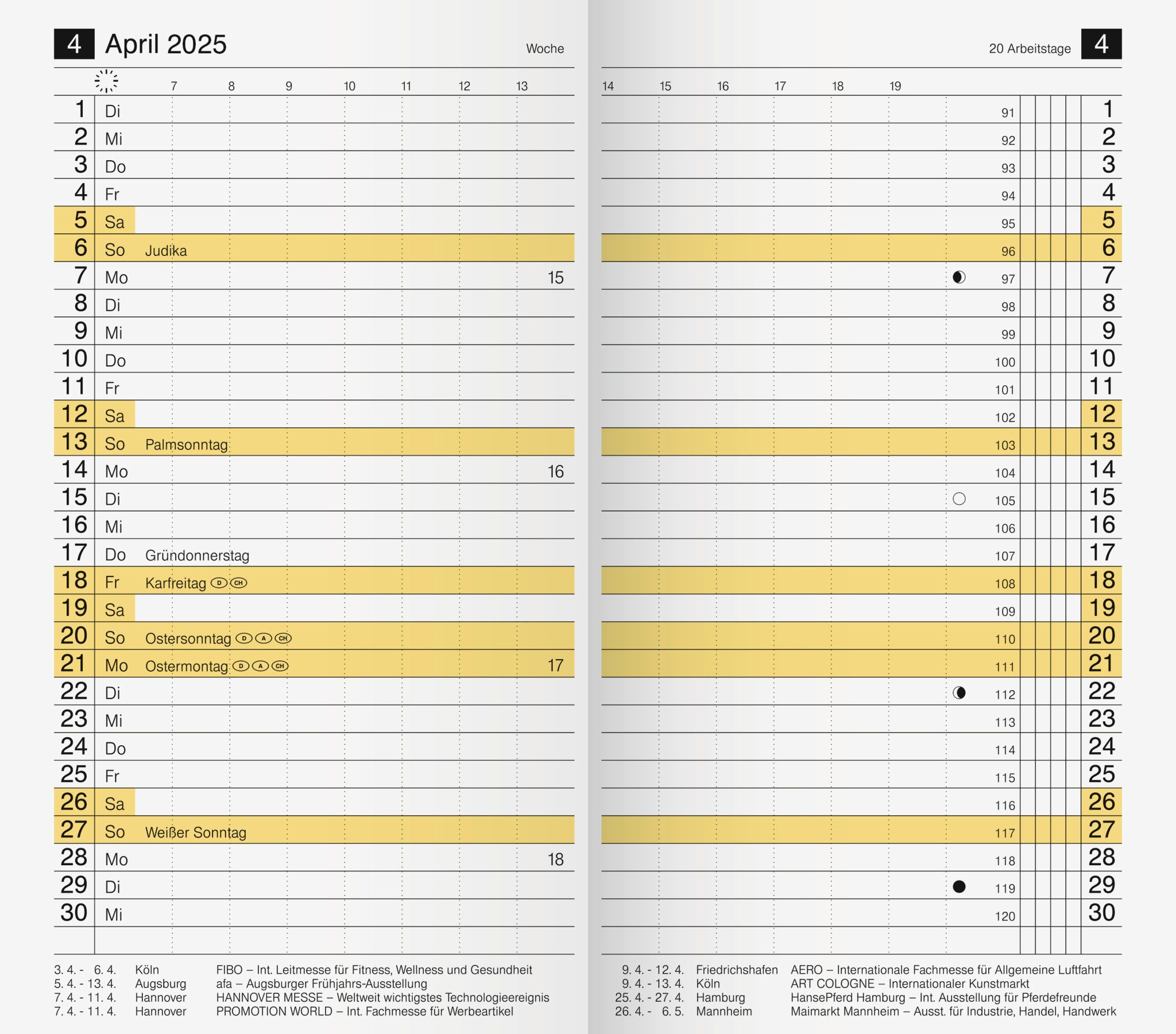 BRUNNEN Taschenkalender rido Kalender 2025 Ersatzkalender