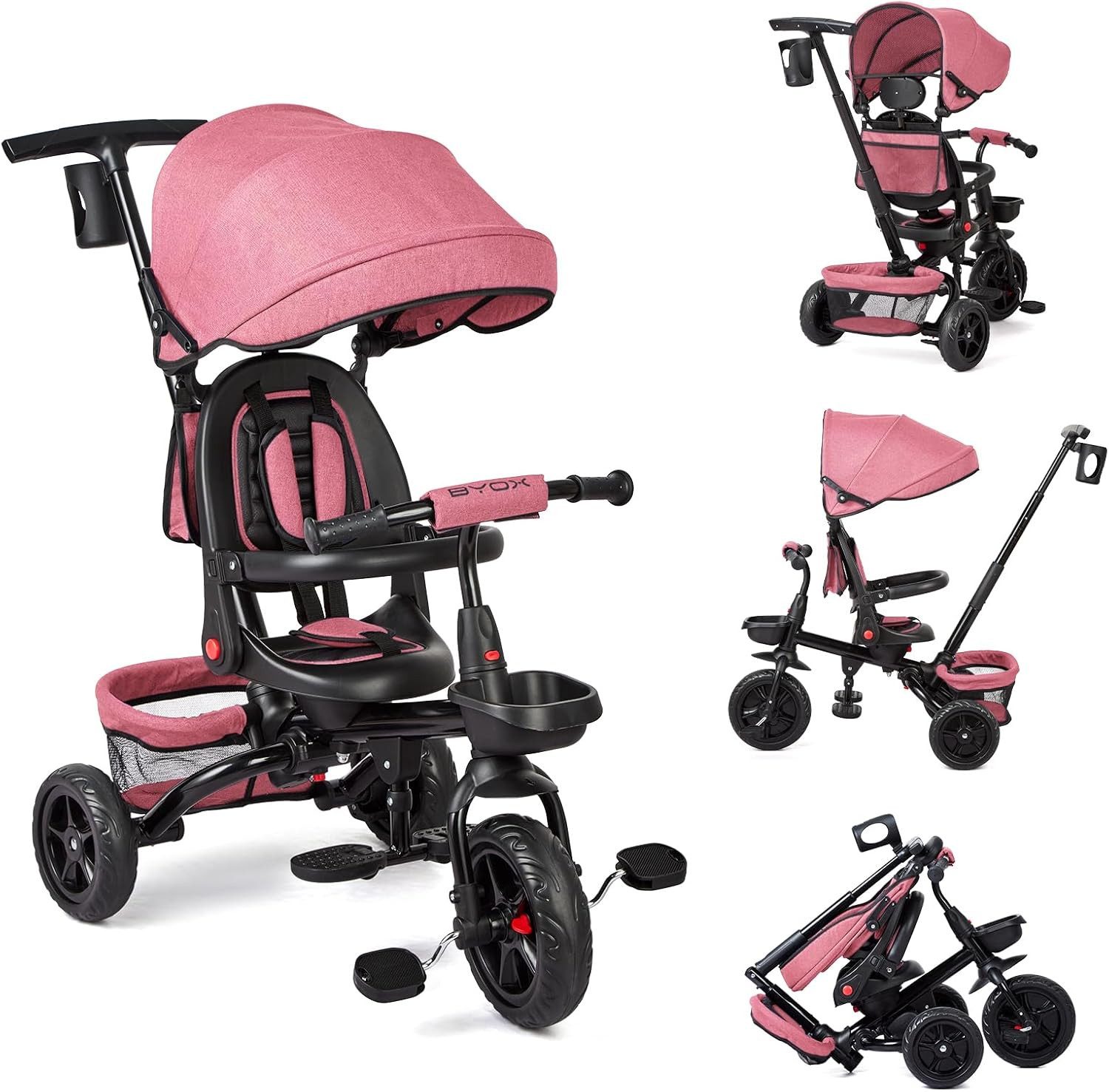 GarveeMore Dreirad 6-in-1 Baby Dreirad: Schubstange
