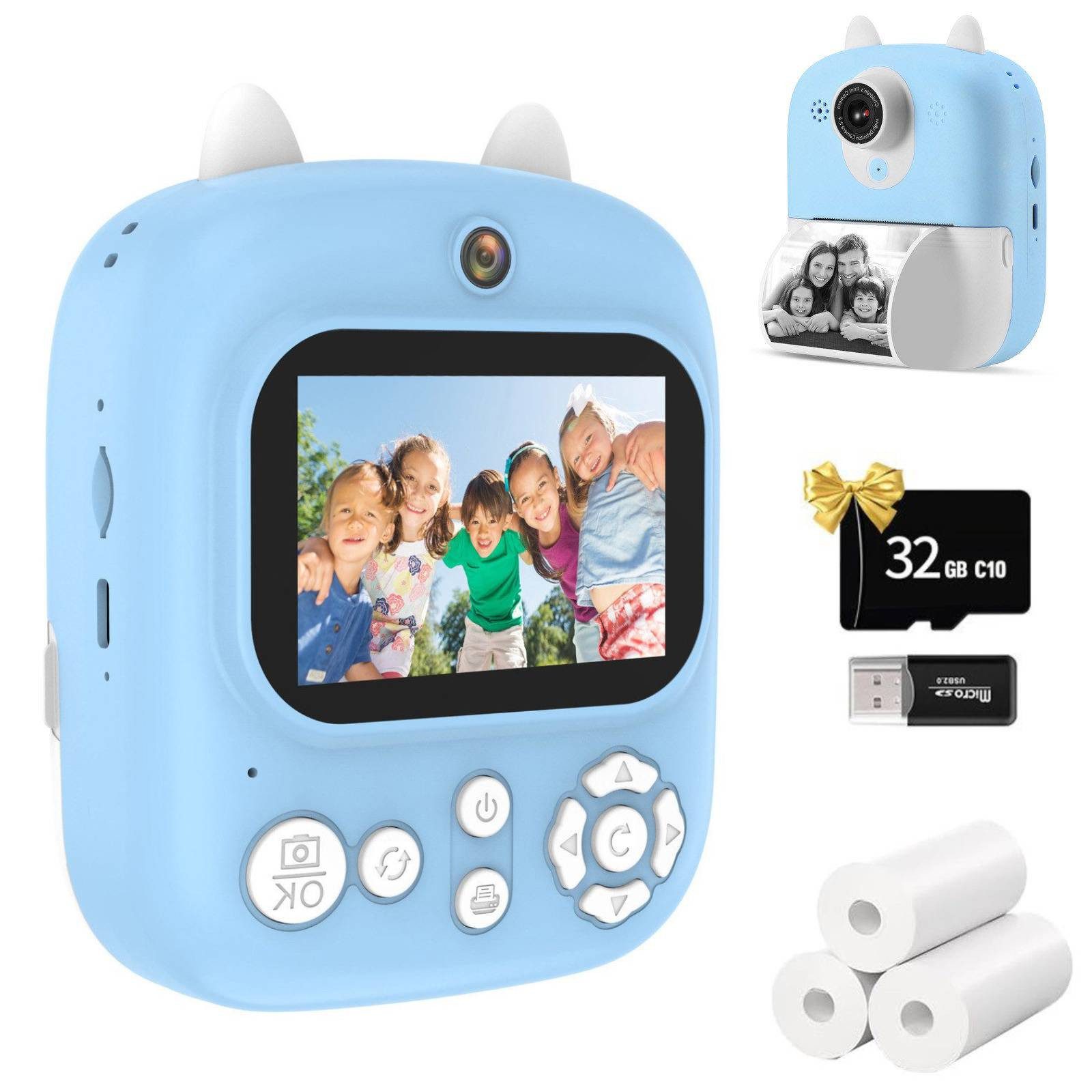 BlingBin Kinderkamera Sofortbildkamera, 1080P Digitalkamera mit