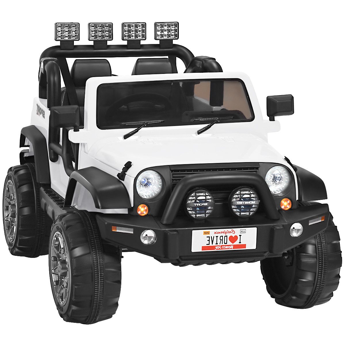 KOMFOTTEU Elektro-Kinderauto 2-Sitz, mit Fernbedienung, LED