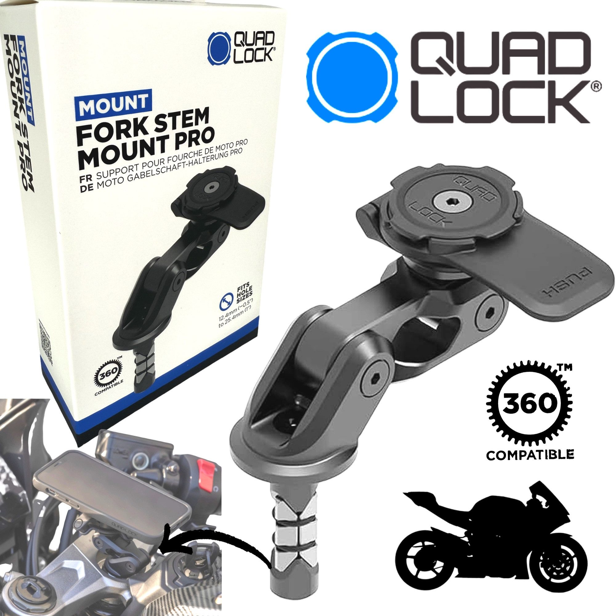 Quad Lock Handy-Halterung QUAD LOCK Lenkkopfhalterung