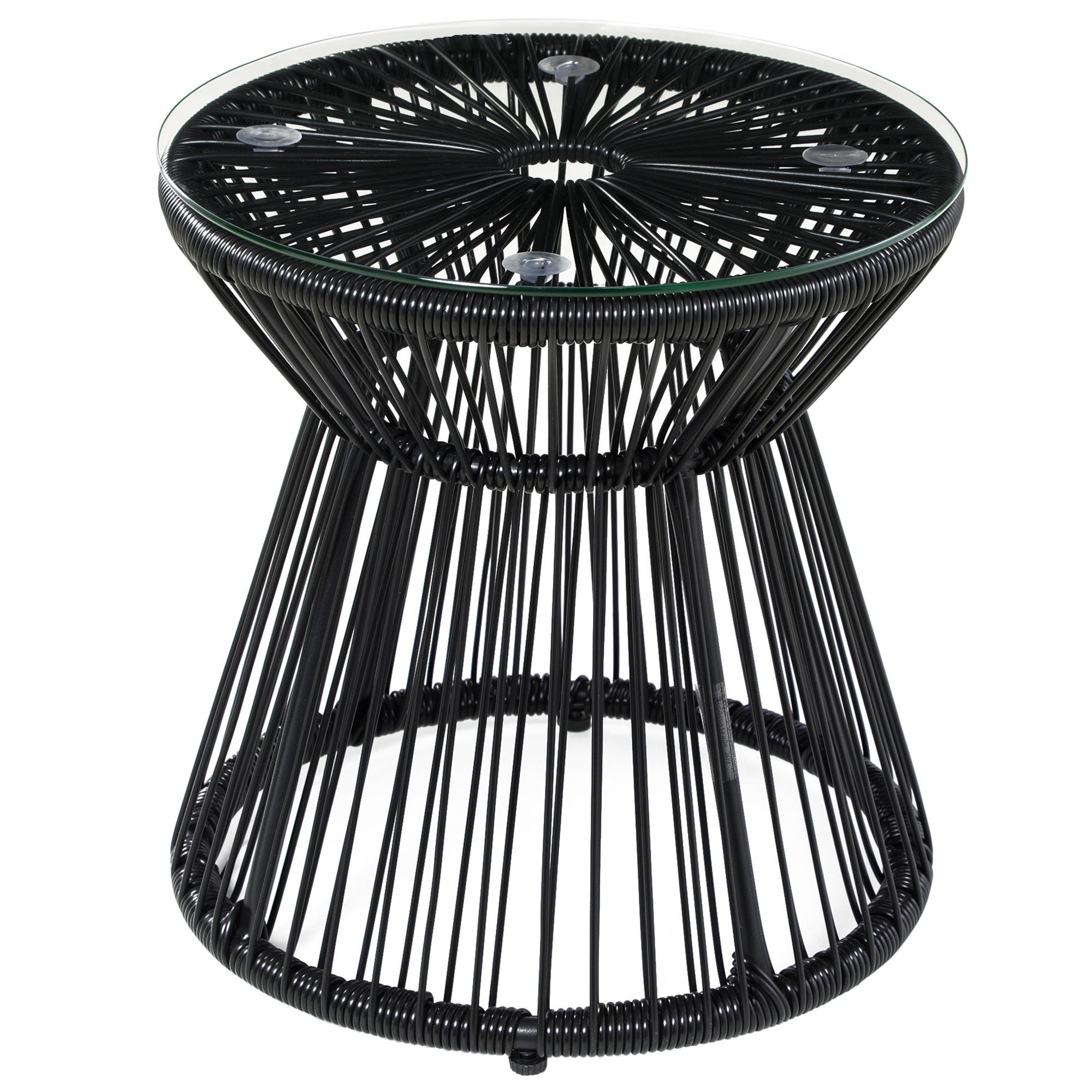 Outsunny Beistelltisch Runder Ratten Kaffeetisch, Bistrotisch