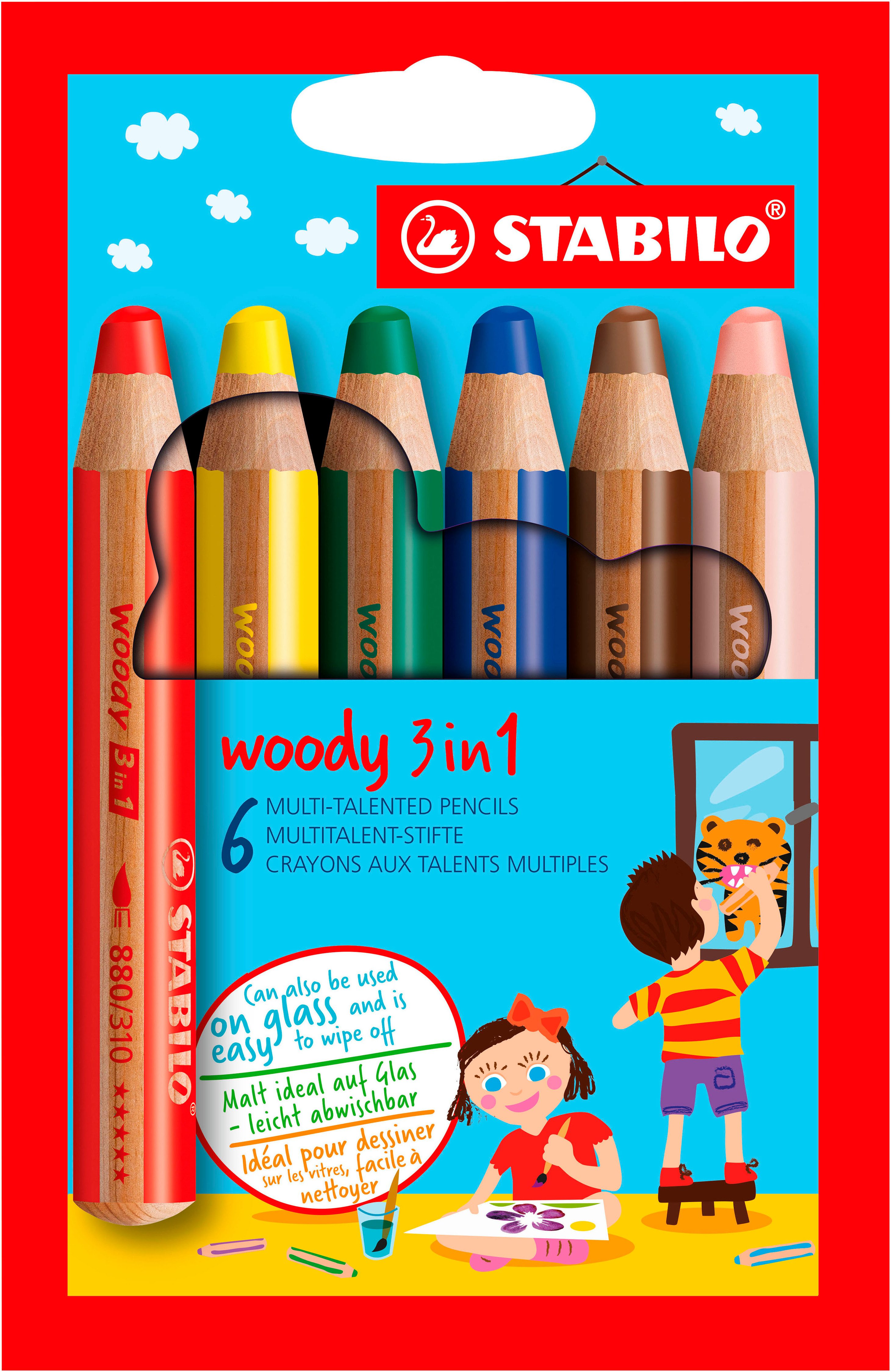 STABILO Buntstift Wasserfarbe & Wachsmalkreide woody