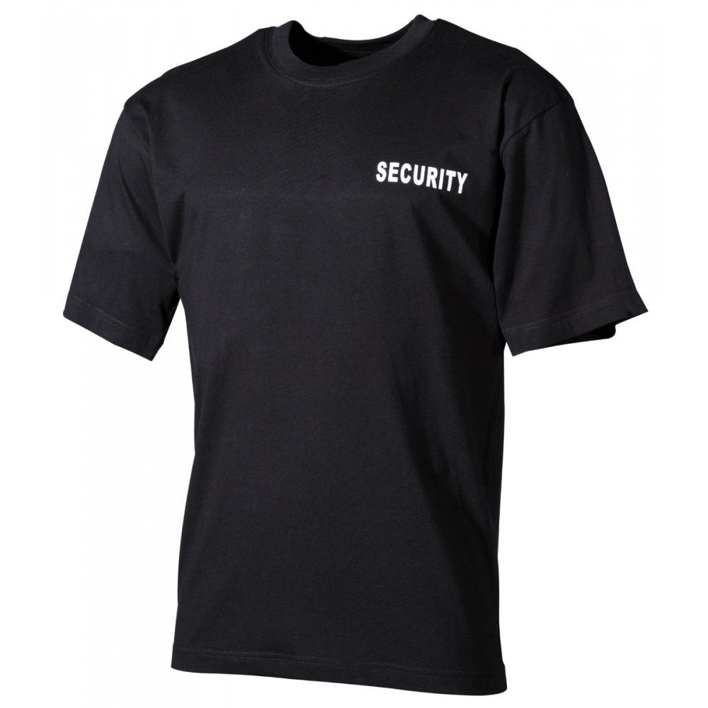 MFH T-Shirt T-Shirt, schwarz, Security, bedruckt