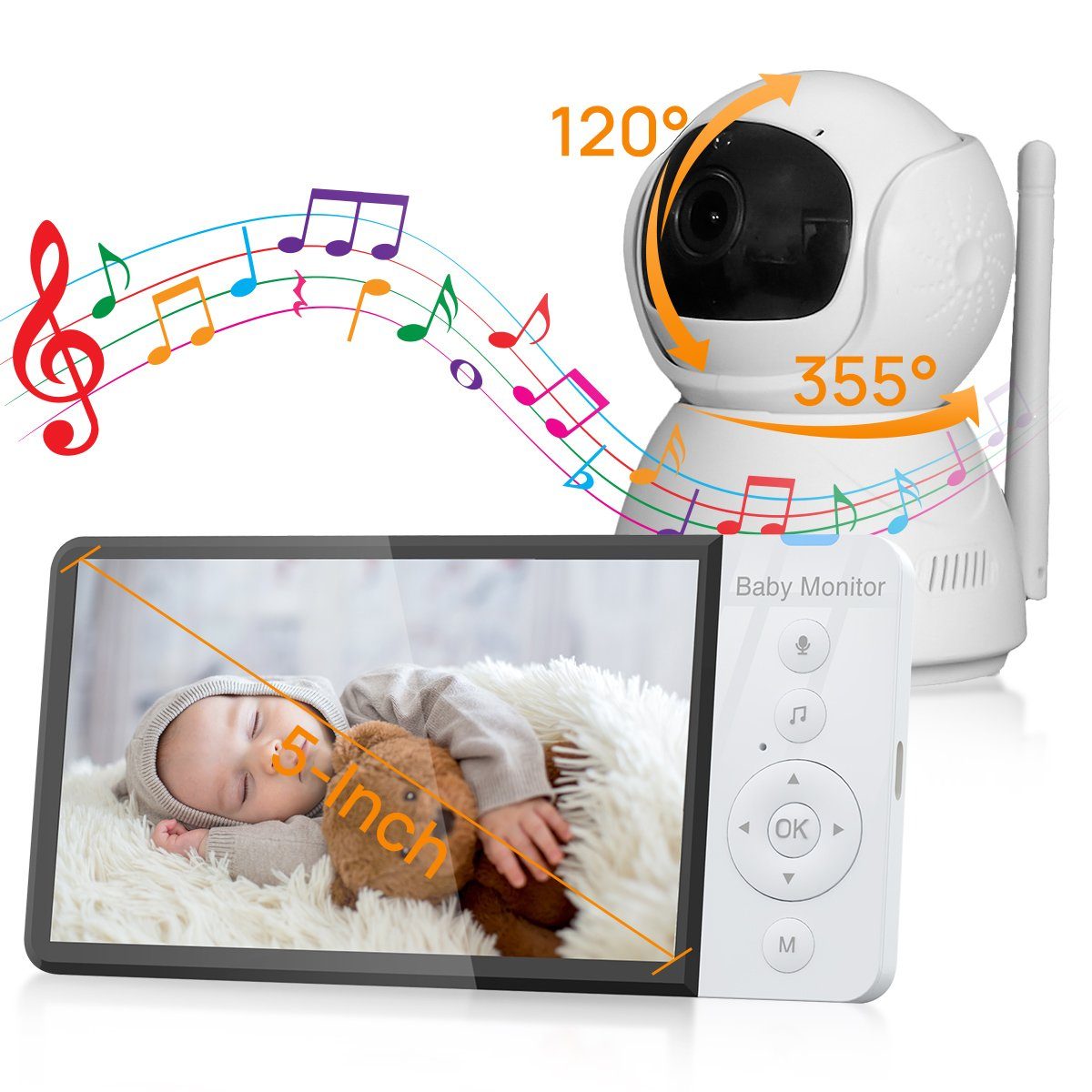 VSIUO Video-Babyphone Video Babyphone mit Kamera,