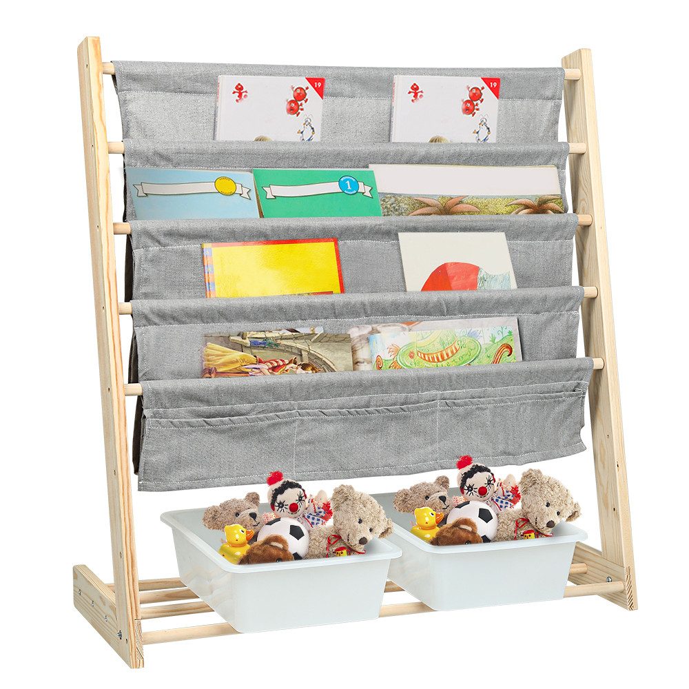 JEOBEST Bücherregal Kinder Bücherregal, 4-stöckiges Kinderregal