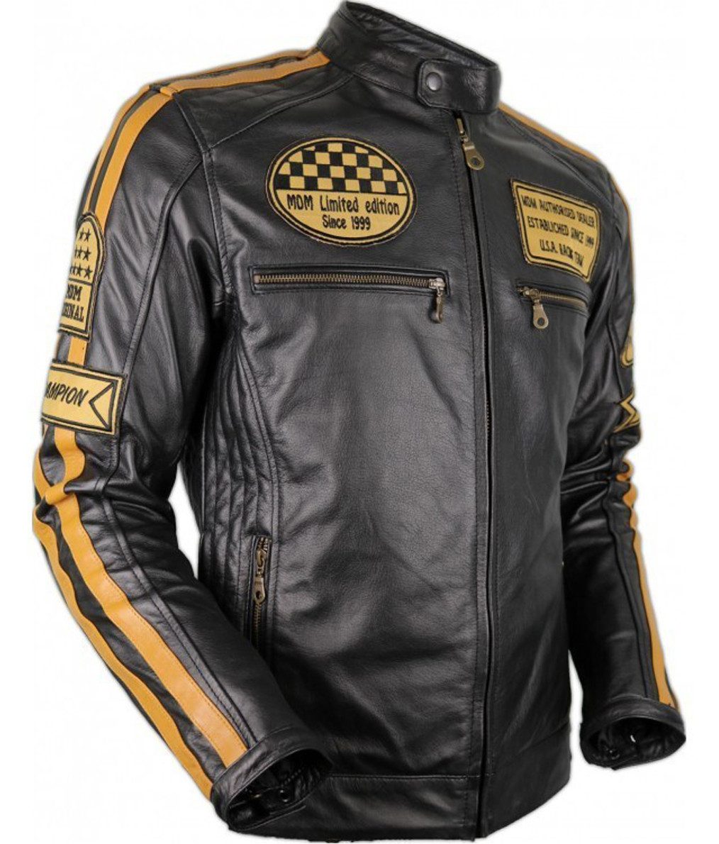 MDM Lederjacke Herren Biker Leder Jacke
