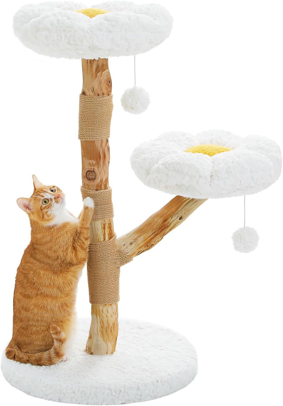 Purpurra Kratzbaum Naturgetreuer Kratzbaum mit Korb,